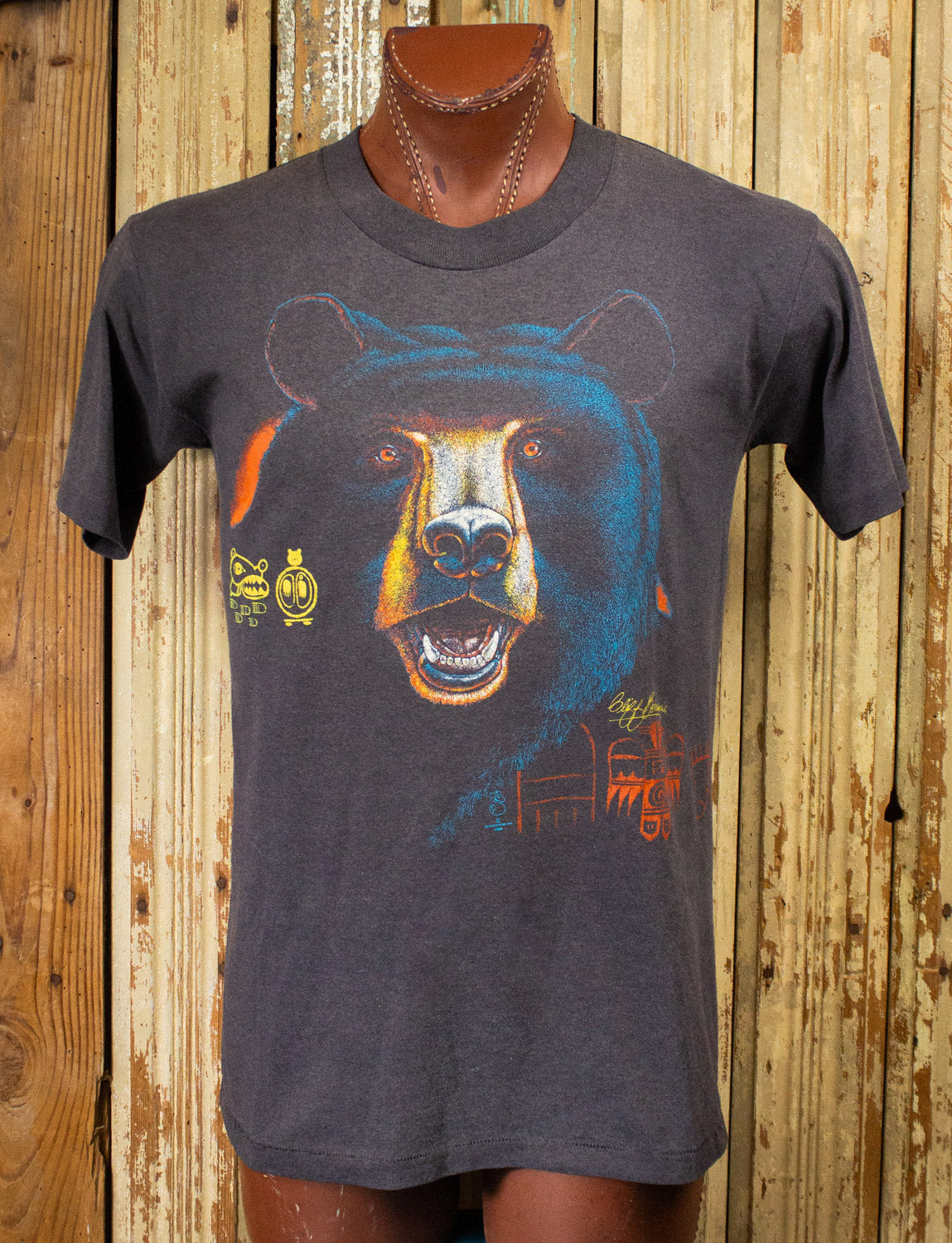 Vintage Cliff Bonamie Black Bear Graphic T Shirt 1989 Black Large