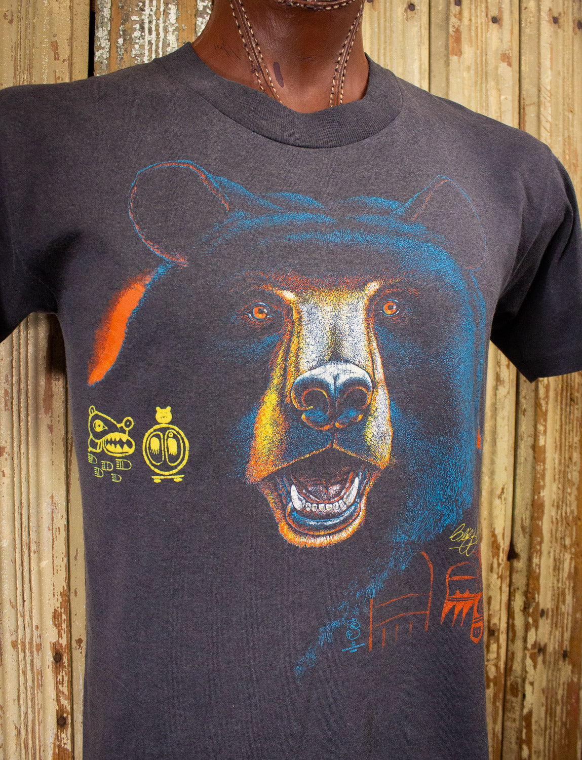 Vintage Cliff Bonamie Black Bear Graphic T Shirt 1989 Black Large