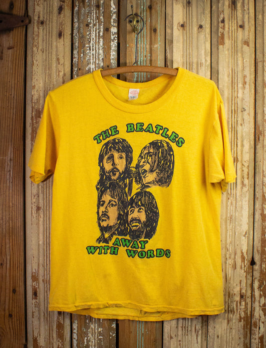 Vintage Beatles Away With Words Bootleg T Shirt 70s Yellow Medium