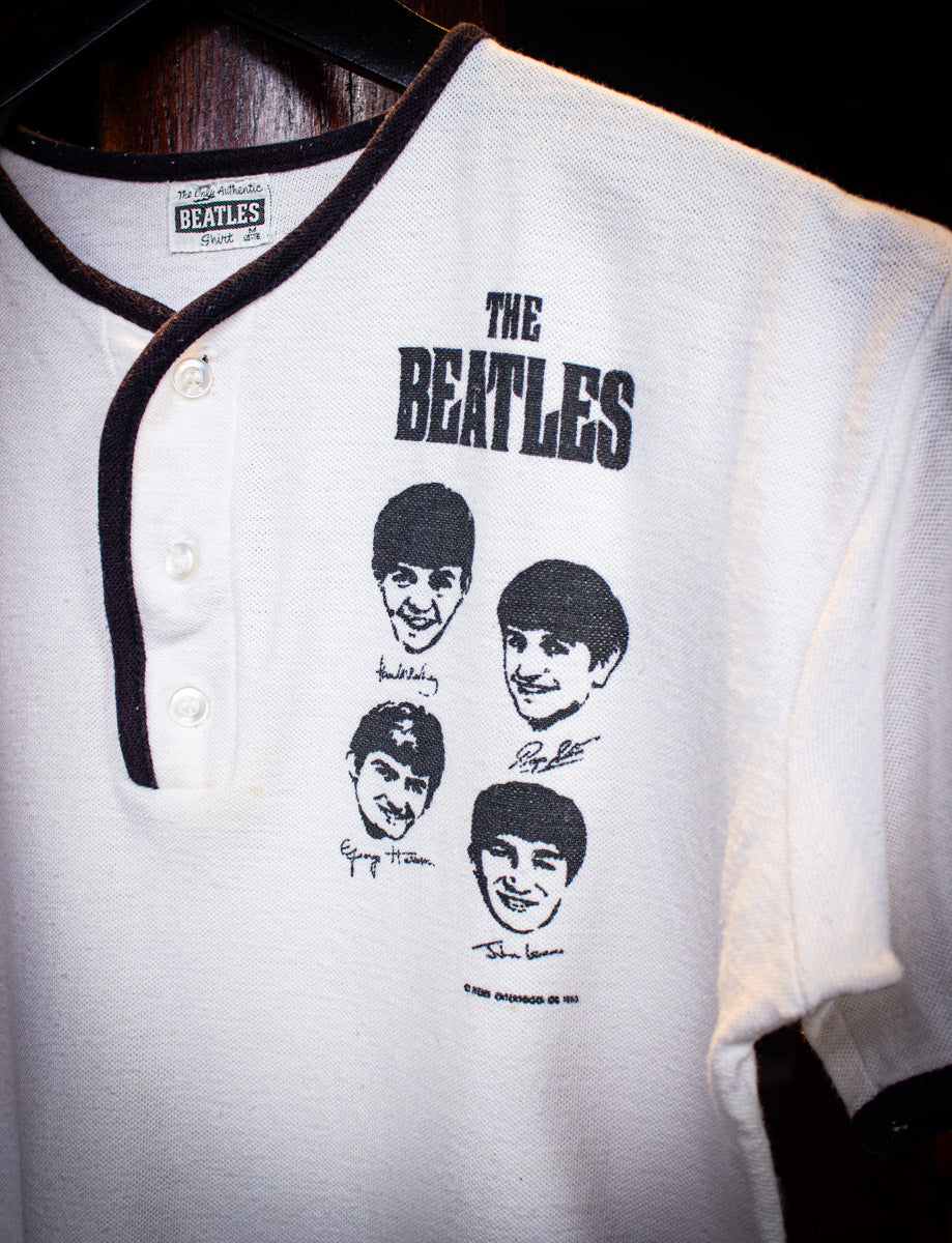 Vintage Beatles Henley Concert T Shirt 1965 White Small