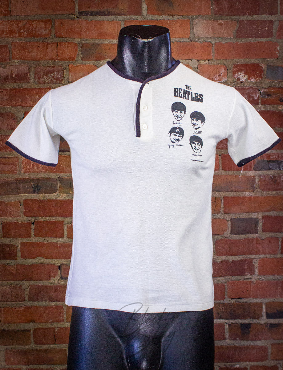 Vintage Beatles Henley Concert T Shirt 1965 White Small