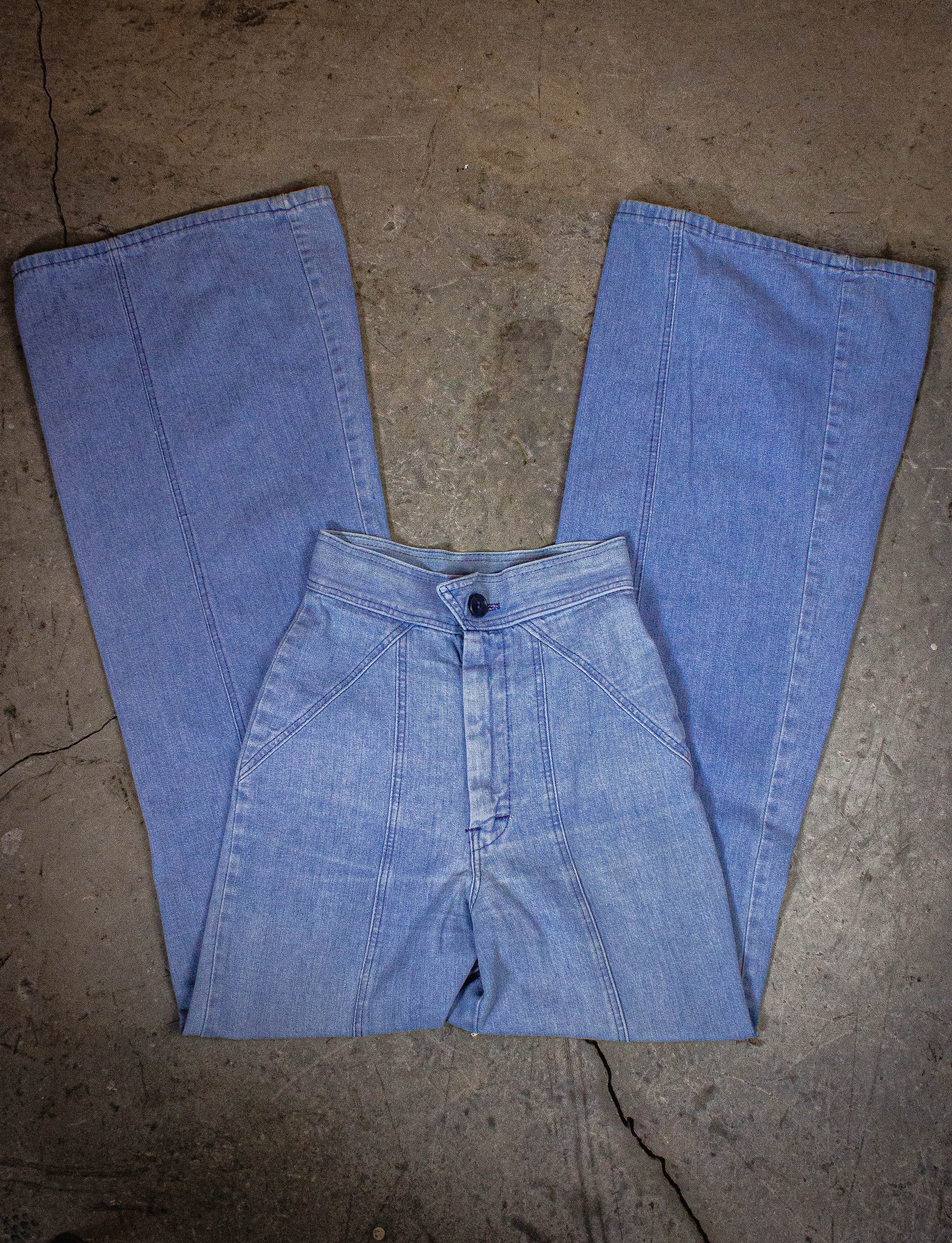 Vintage Bell Bottom Denim Jeans 70s Light Wash 20x31