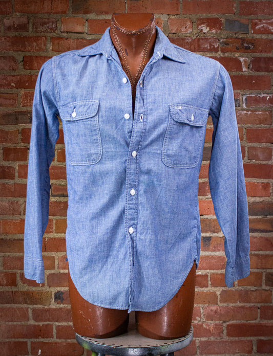 Vintage Big Mac Chambray Shirt 70s Blue Medium