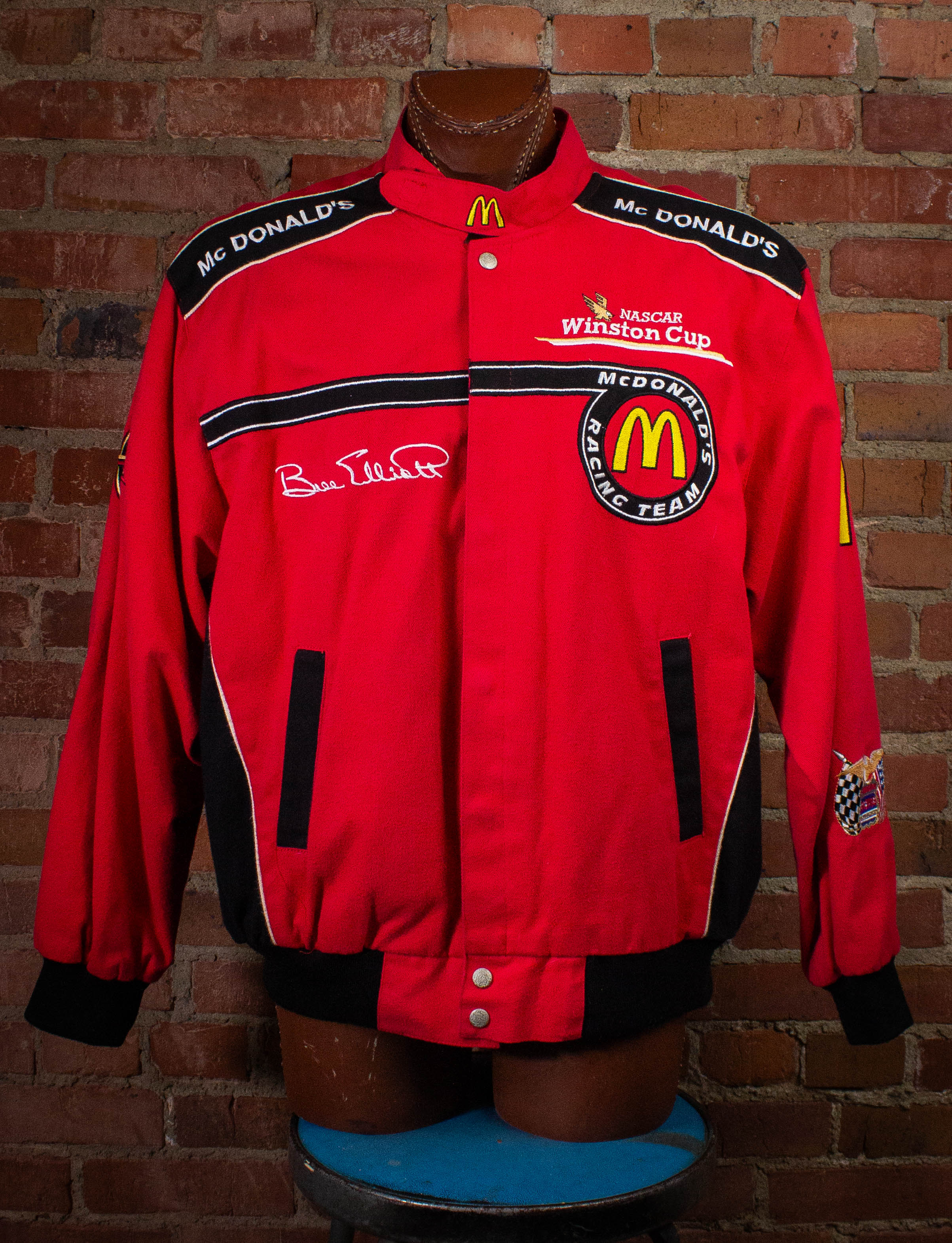 Vintage Bill Elliot McDonald's Racing Team Nascar Jacket 90s Red XL