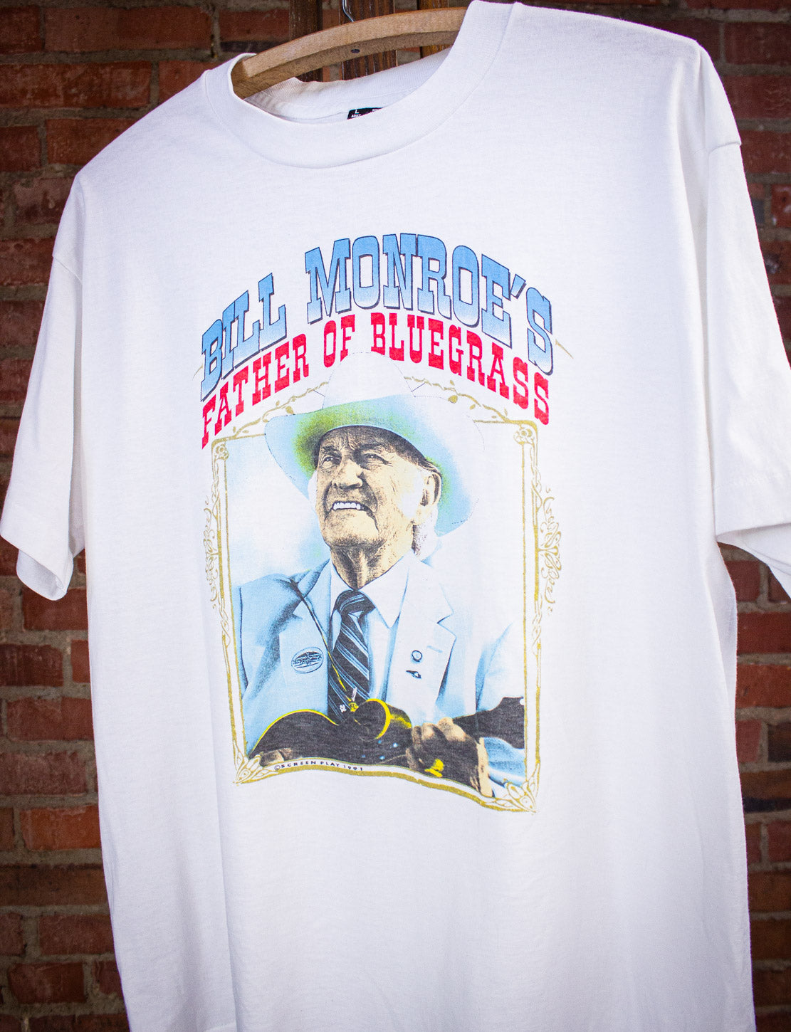 Vintage Bill Monroe Father Of Bluegrass Concert T Shirt 1991 White Large