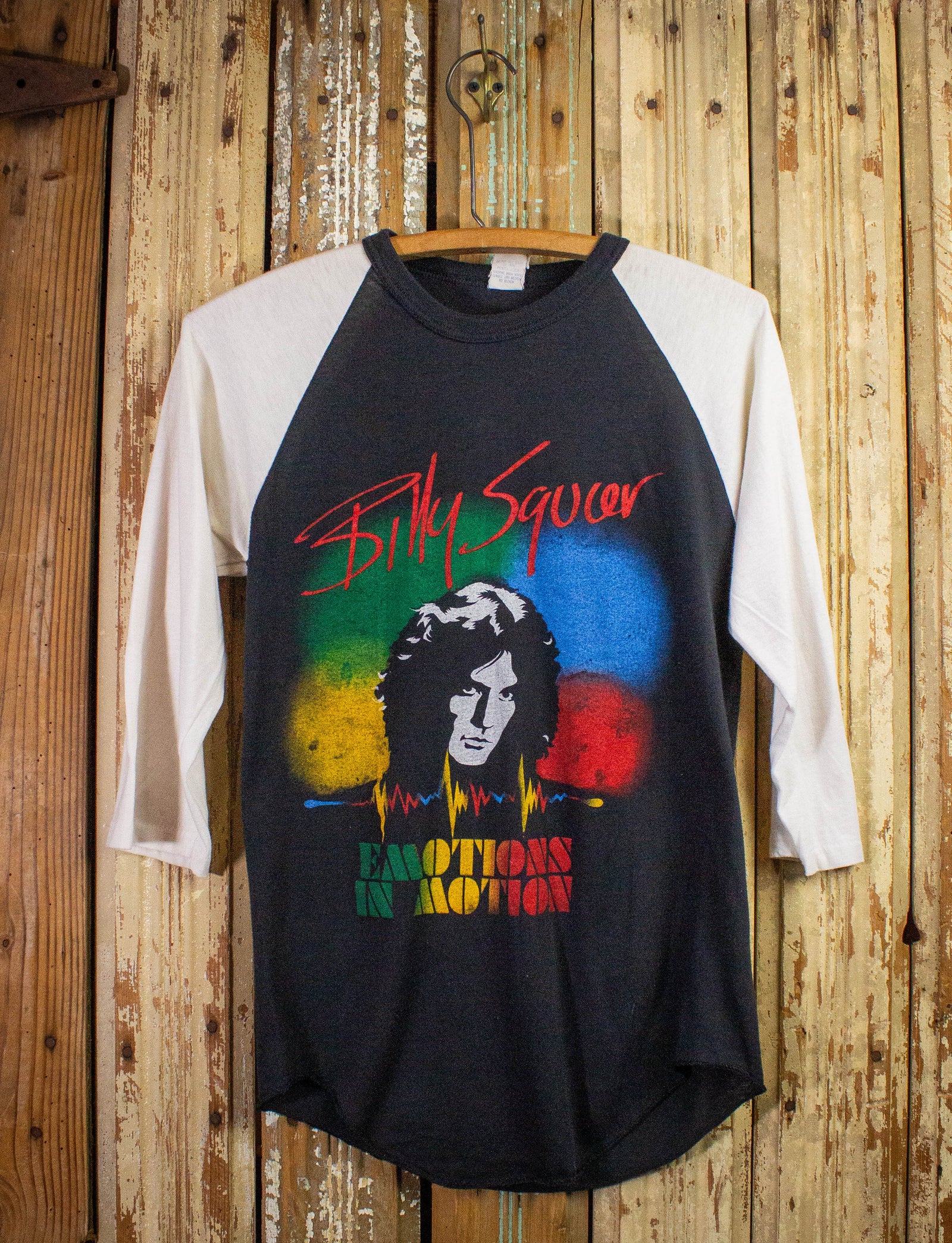 Vintage Billy Squier Emotions in Motion Raglan Concert T Shirt 1982 Black/White Small