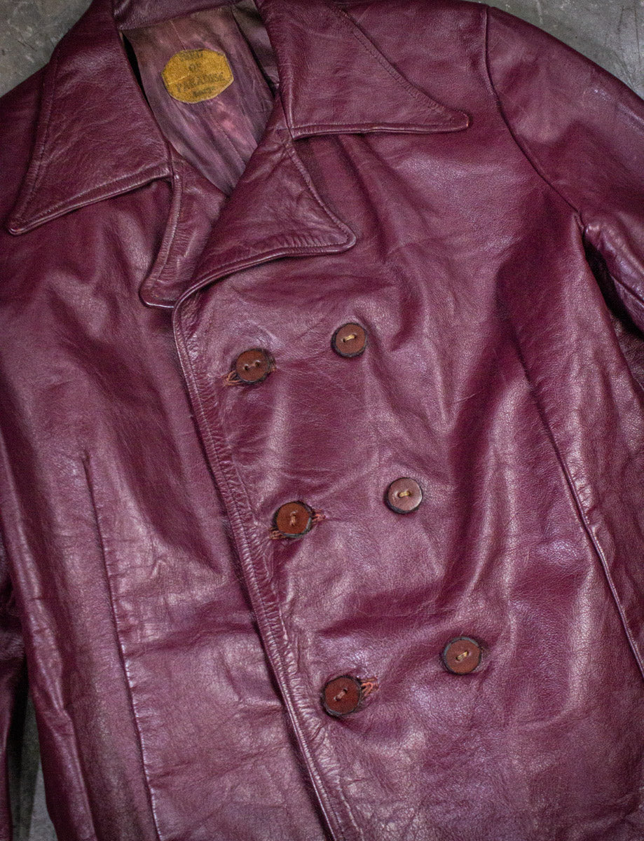 Vintage Bird of Paradise Bell Sleeve Red Leather Jacket 70s Large