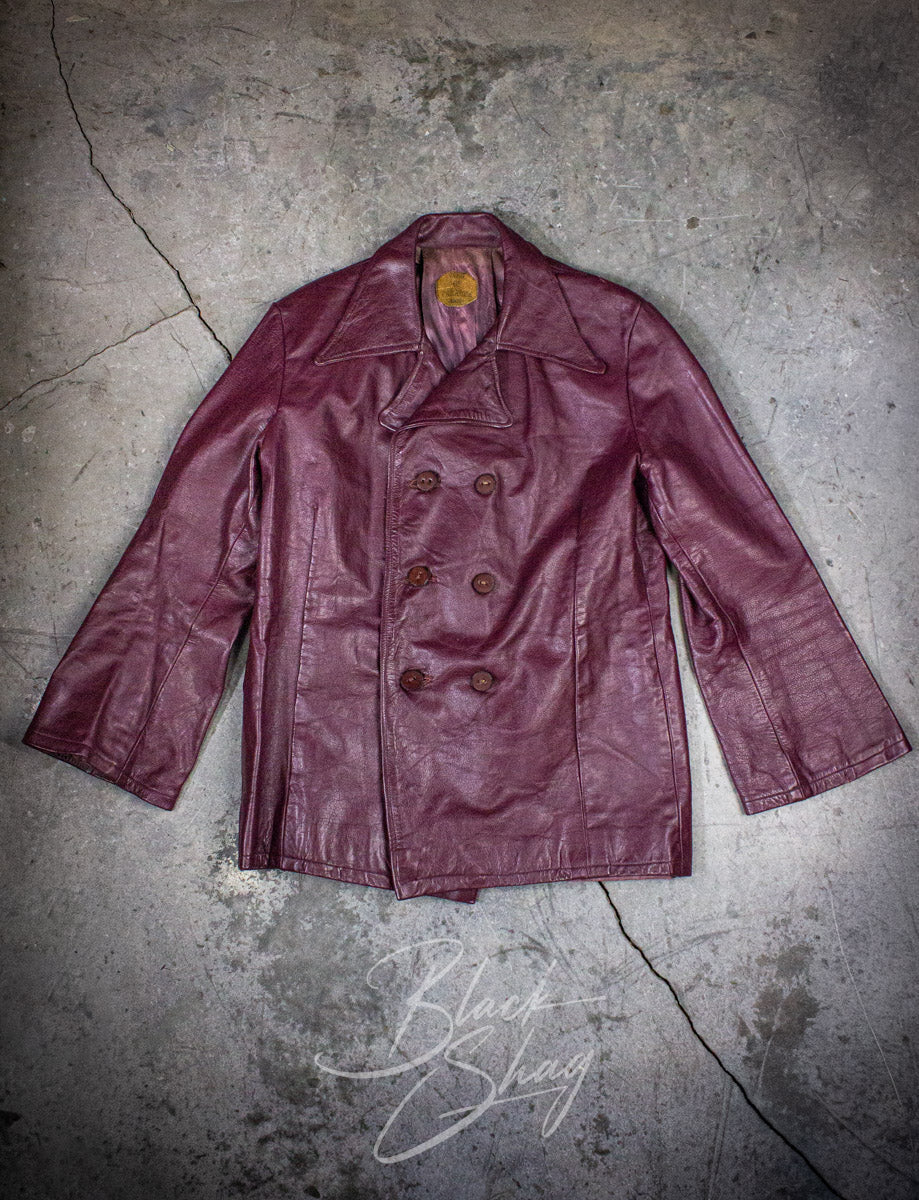 Vintage Bird of Paradise Bell Sleeve Red Leather Jacket 70s Large