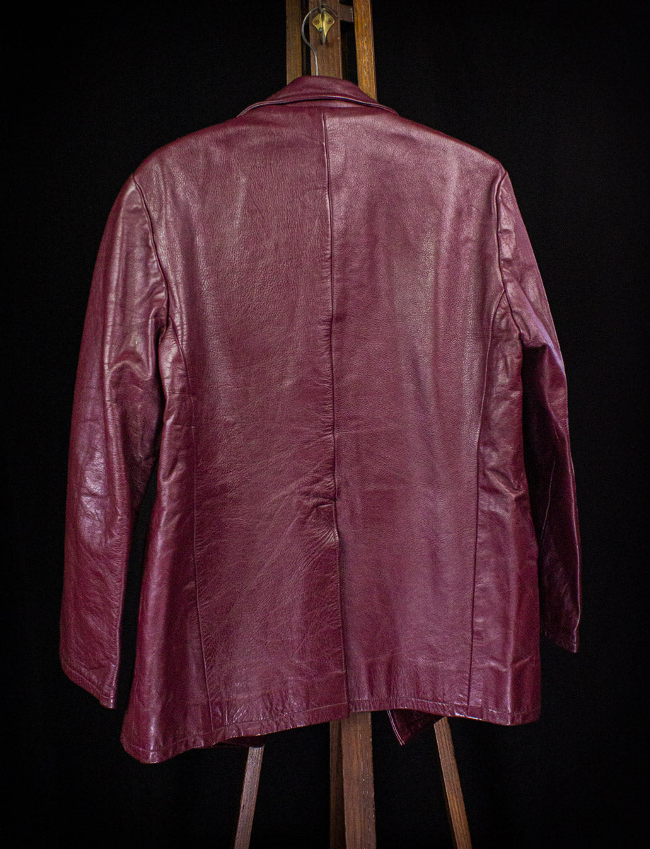 Vintage Bird of Paradise Bell Sleeve Red Leather Jacket 70s Large