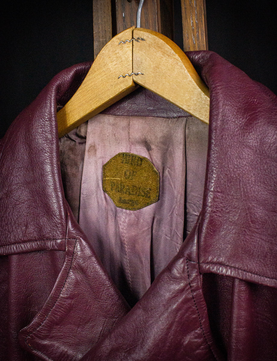 Vintage Bird of Paradise Bell Sleeve Red Leather Jacket 70s Large