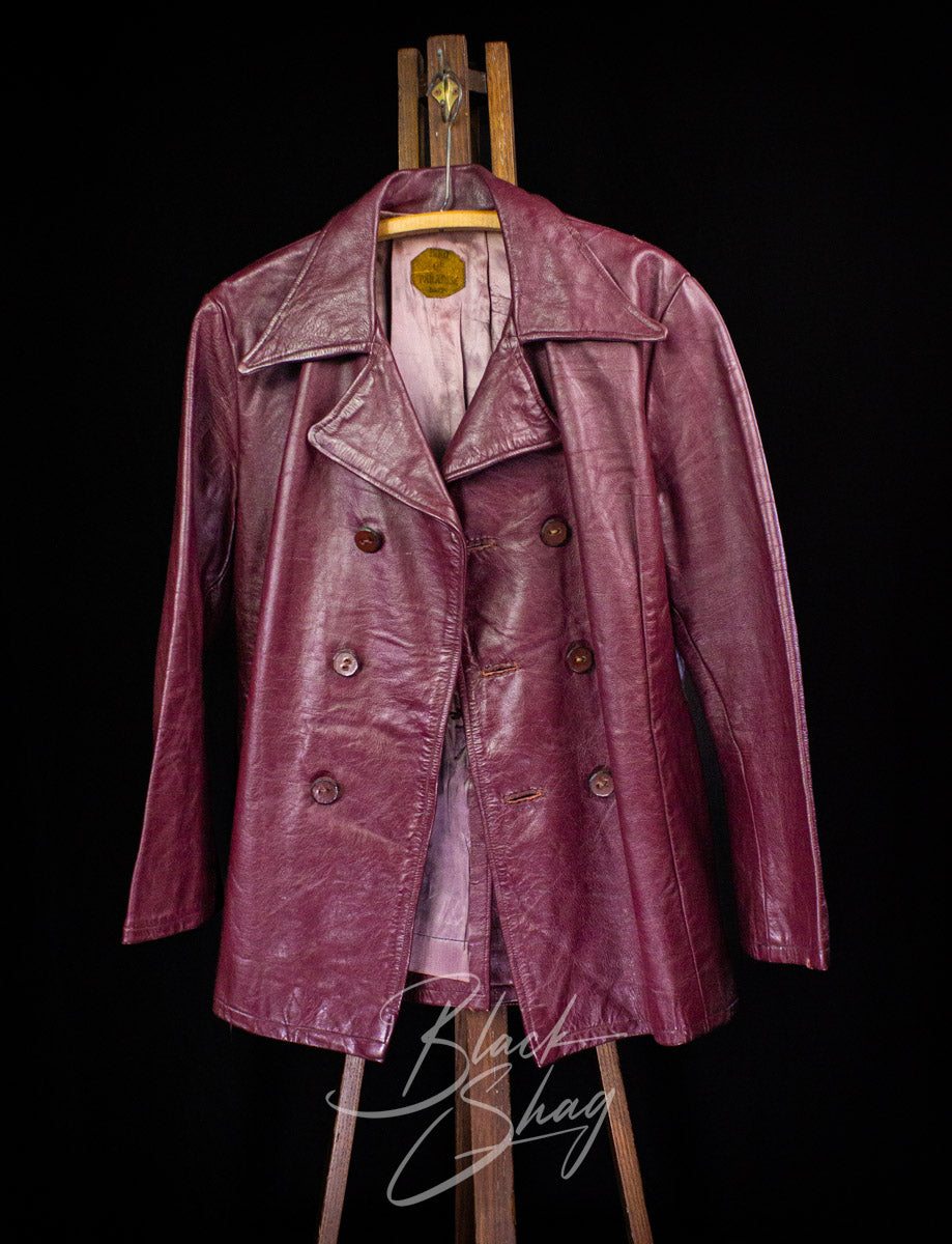 Vintage Bird of Paradise Bell Sleeve Red Leather Jacket 70s Large