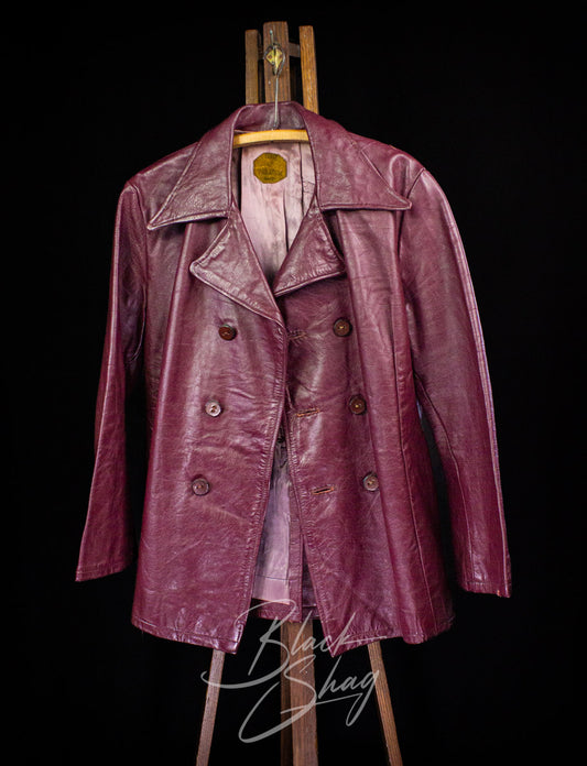 Vintage Bird of Paradise Bell Sleeve Red Leather Jacket 70s Large