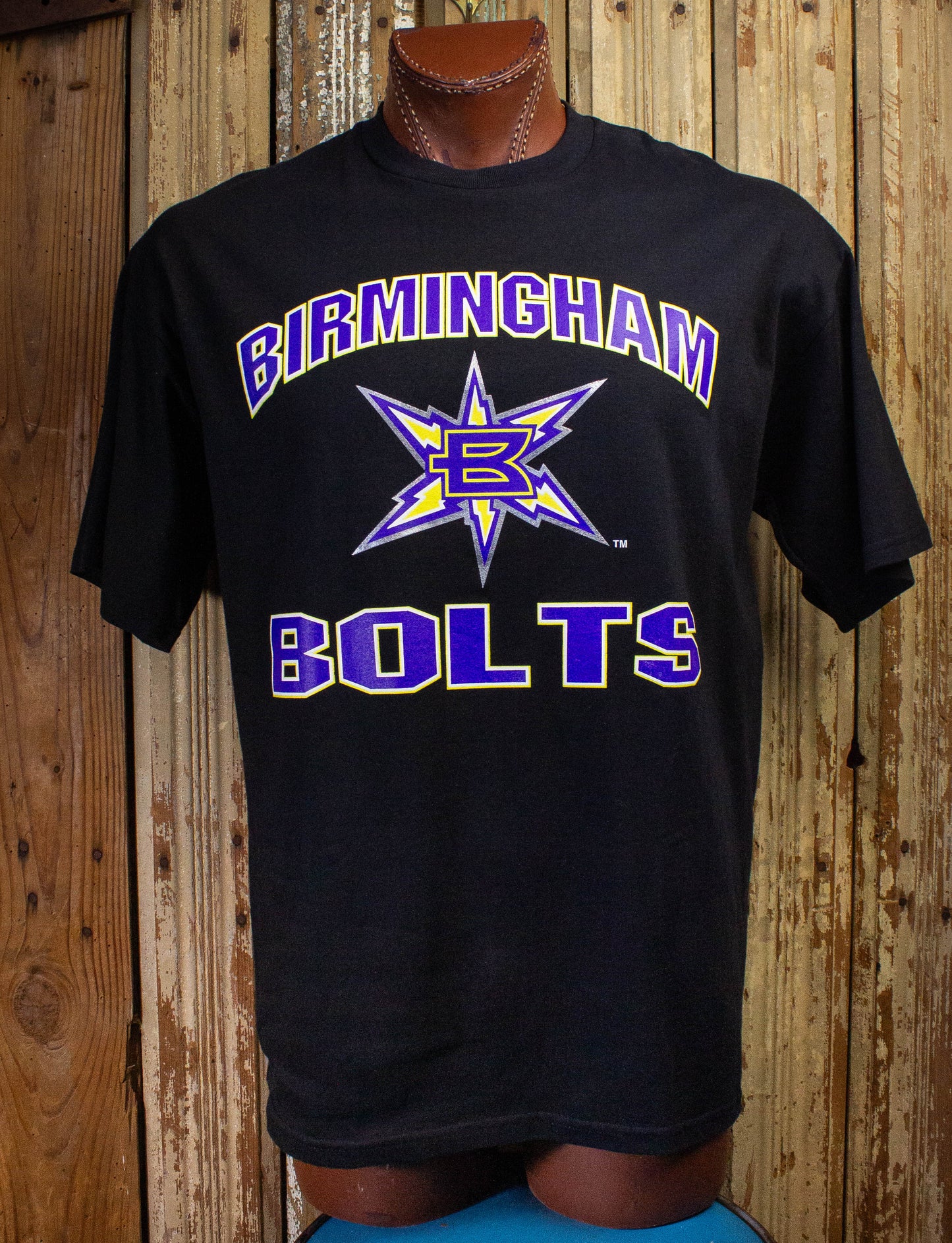 Vintage XFL Birmingham Bolts Graphic T Shirt 2001 Black XL