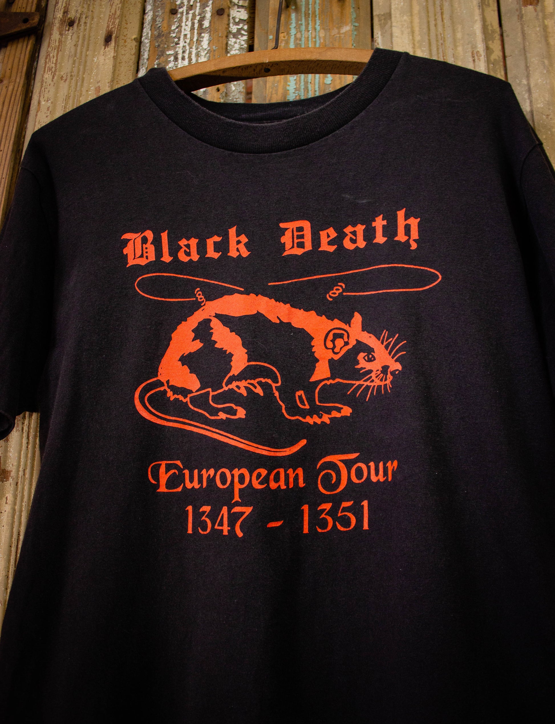 Vintage Black Death European Tour Graphic T Shirt Black Medium