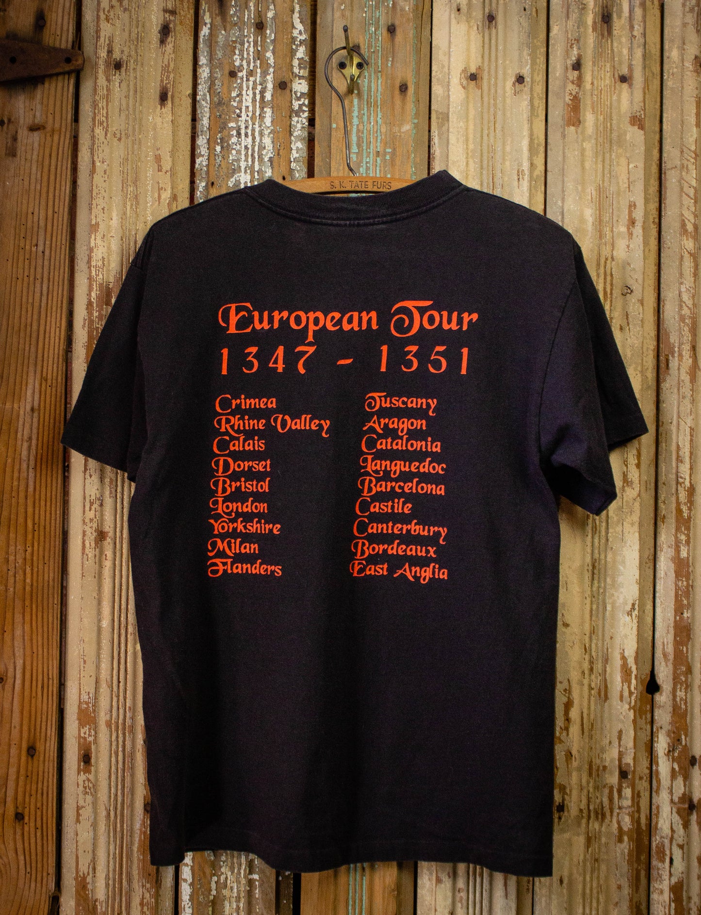 Vintage Black Death European Tour Graphic T Shirt Black Medium