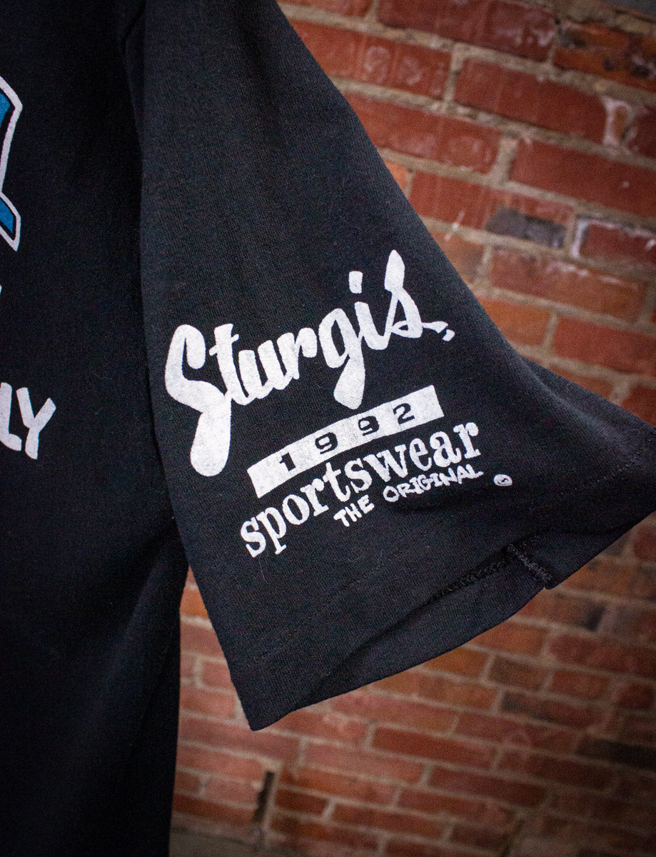 Vintage Black Hills Sturgis Motorcycle Rally Graphic T Shirt 1992 Black Medium