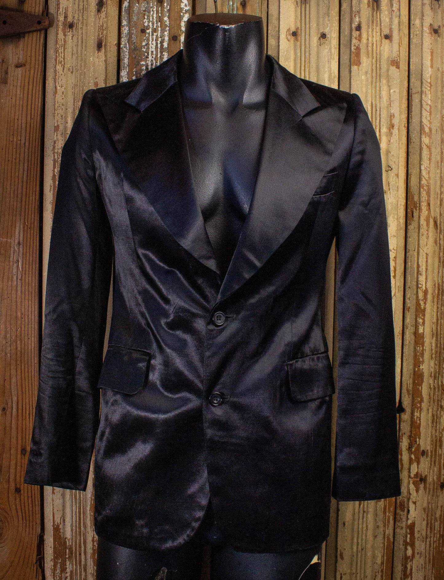 Vintage Black Satin Blazer 60s Small