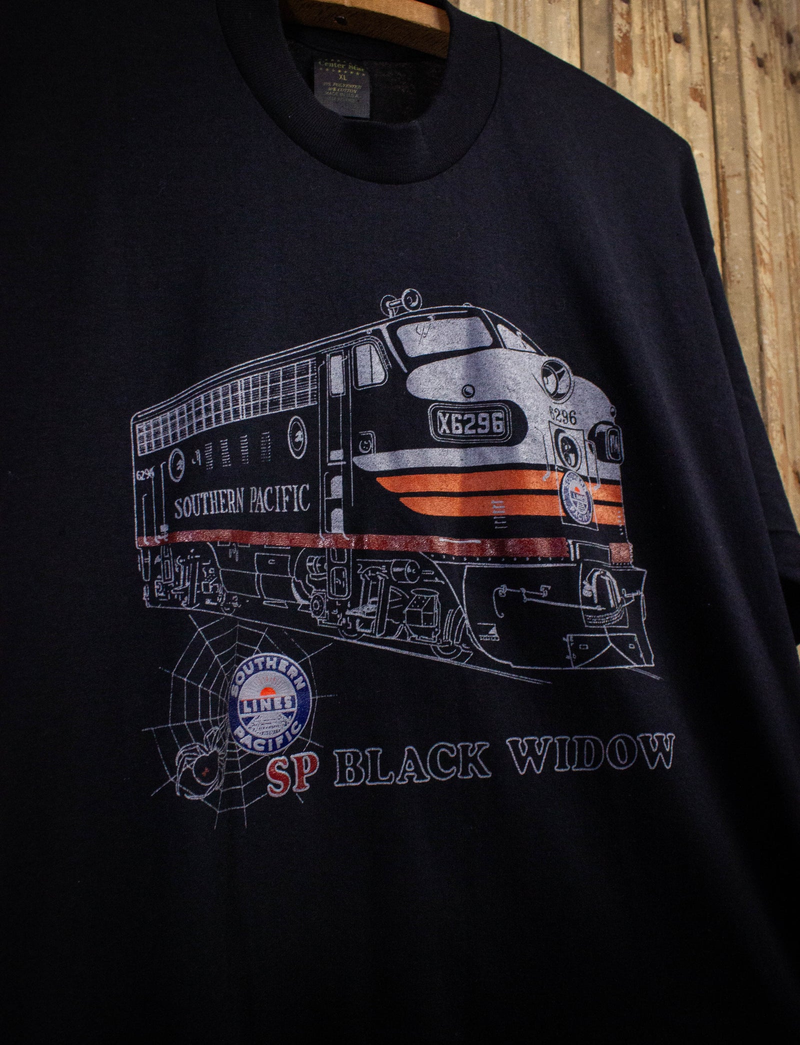 Vintage Black Widow Train Graphic T Shirt 80s Black Large