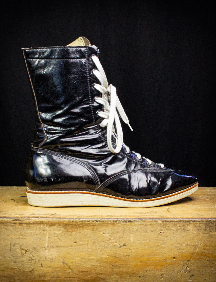 Vintage Black Wrestling Boots 70s Size 9/10