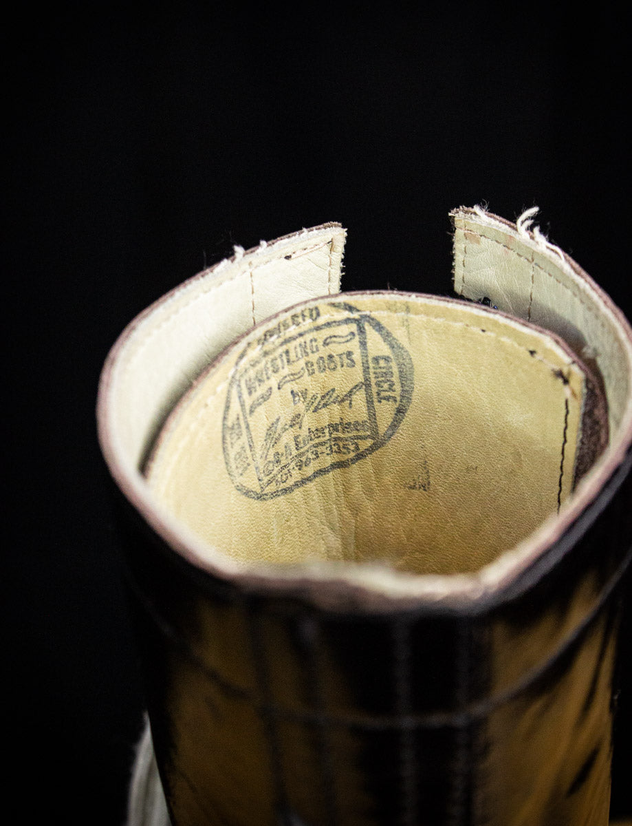 Vintage Black Wrestling Boots 70s Size 9/10