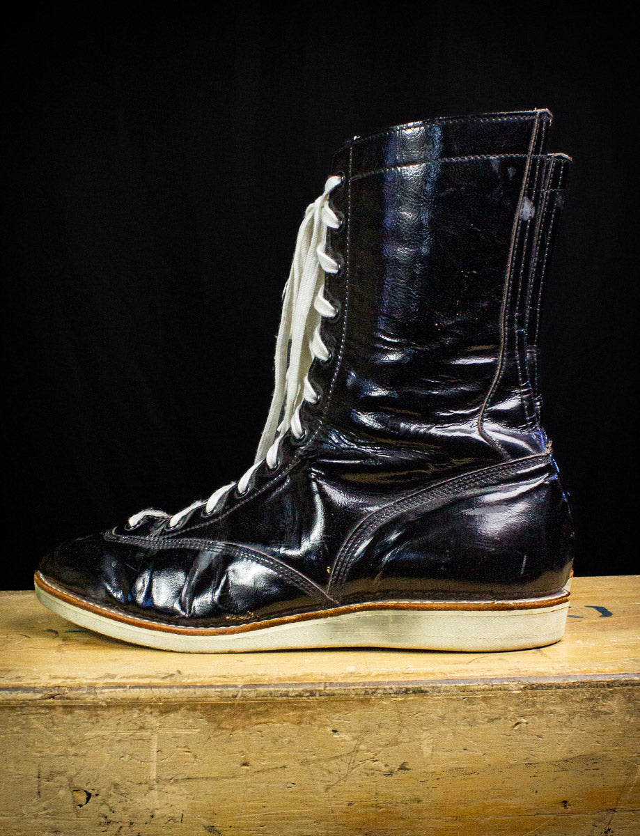 Vintage Black Wrestling Boots 70s Size 9/10