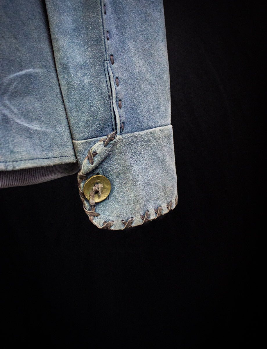 Vintage Blue Suede and Denim "Desert Highway" Suede Jacket 70s Small