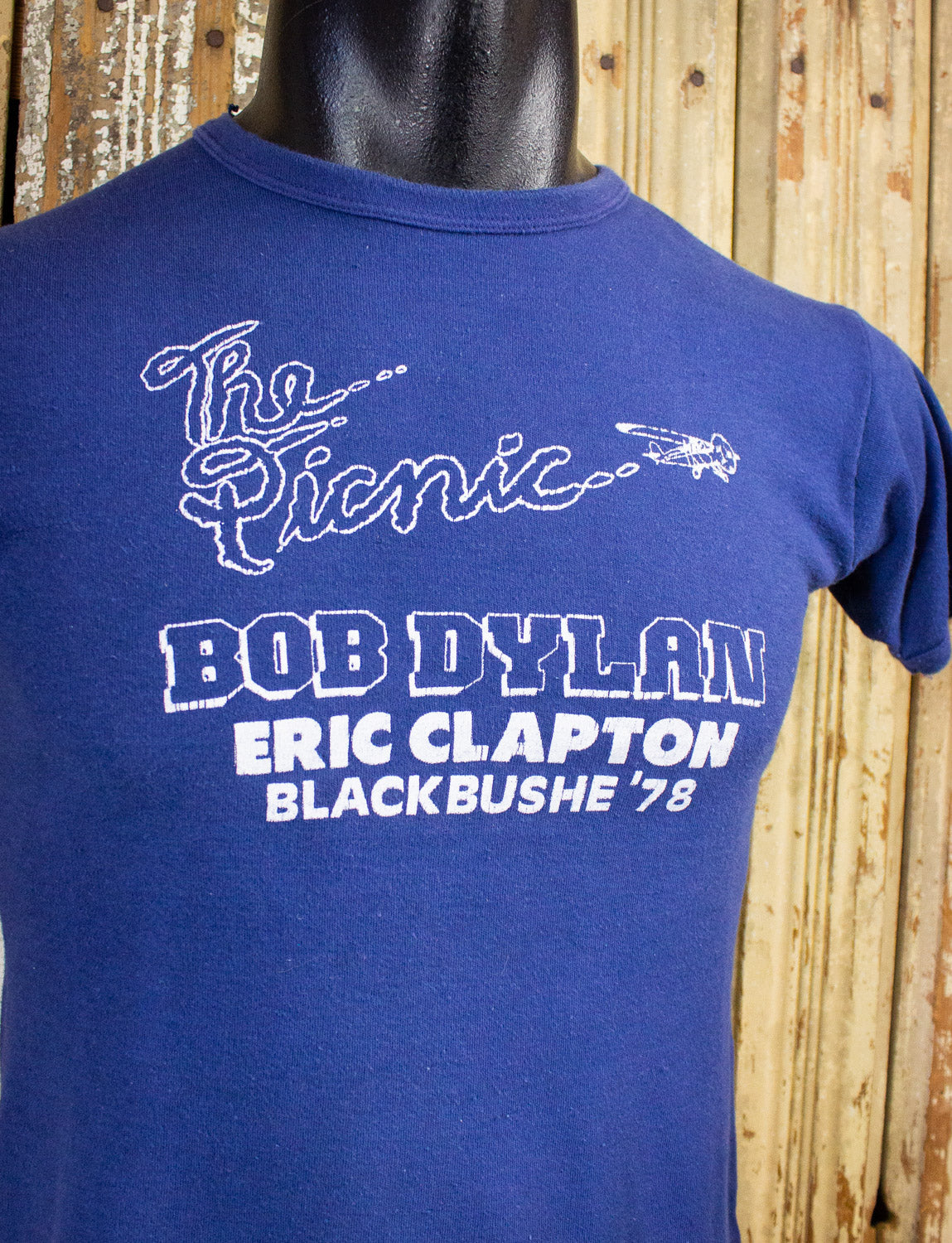 Vintage Bob Dylan Eric Clapton The Picnic Concert T Shirt 1978 Blue XS