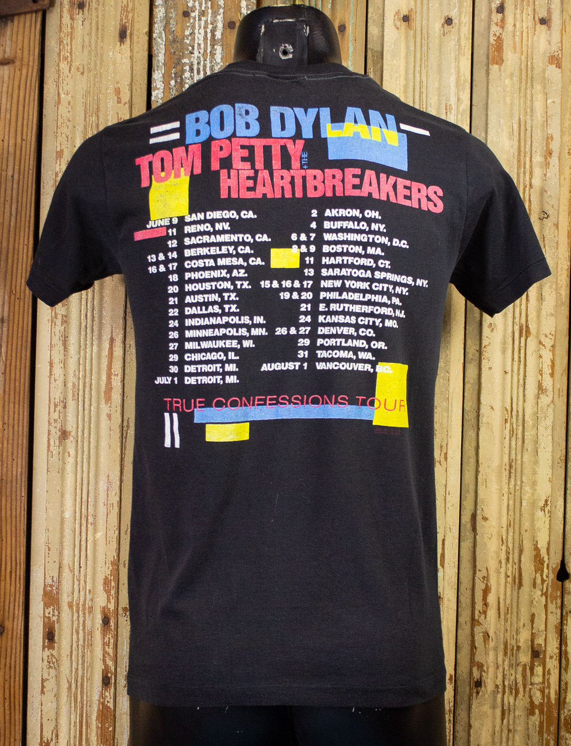 Vintage Bob Dylan & Tom Petty True Confessions Tour Concert T Shirt 1986 Black Small