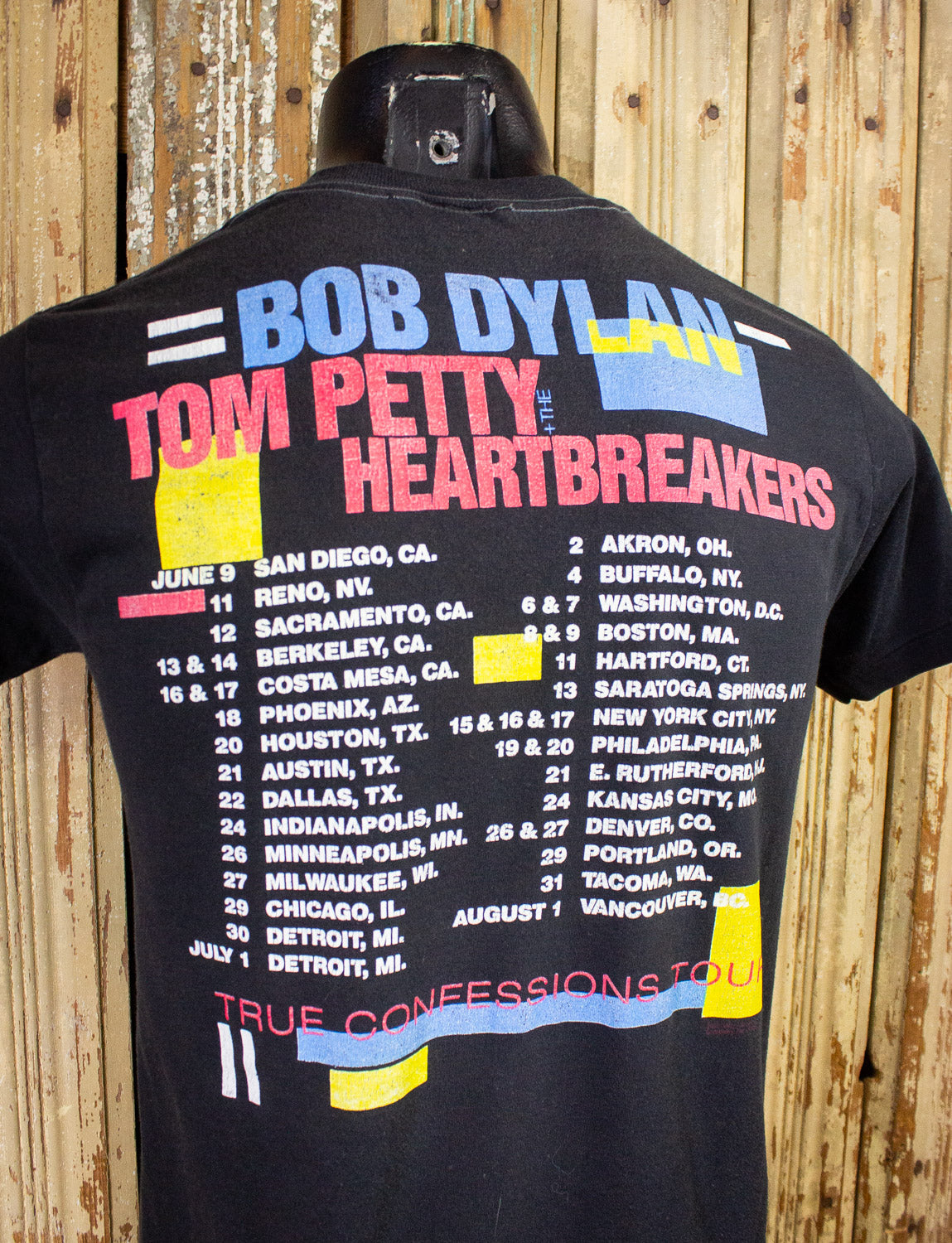 Vintage Bob Dylan & Tom Petty True Confessions Tour Concert T Shirt 1986 Black Small