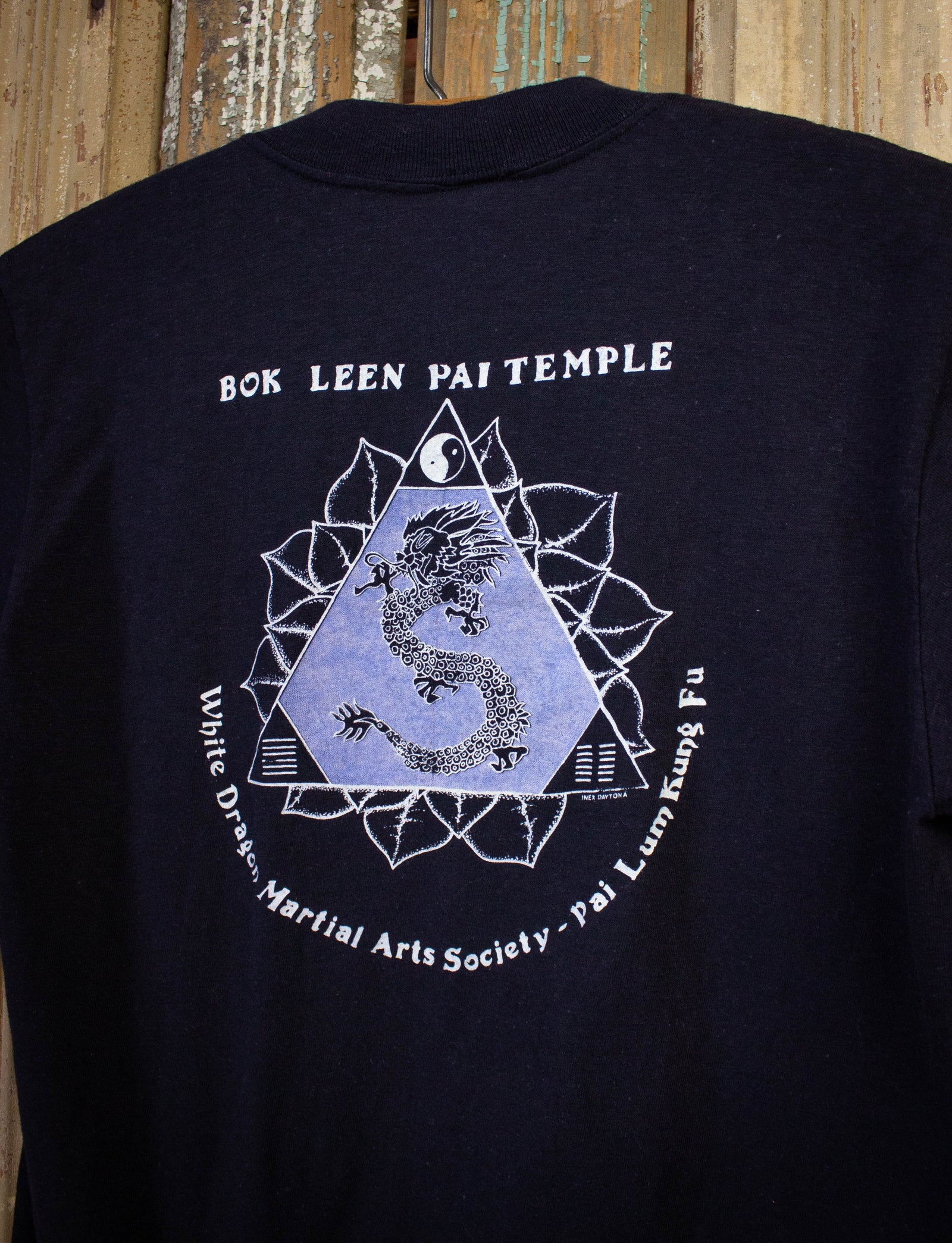 Vintage Bok Leen Pai Temple Martial Arts Graphic T-Shirt 1970s S