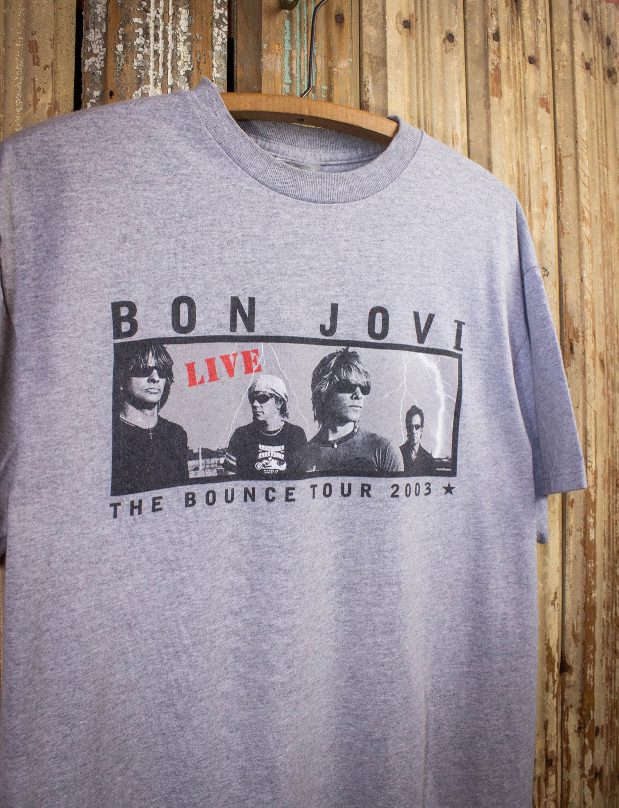 Vintage Bon Jovi The Bounce Tour Concert T Shirt 2003 Gray Large
