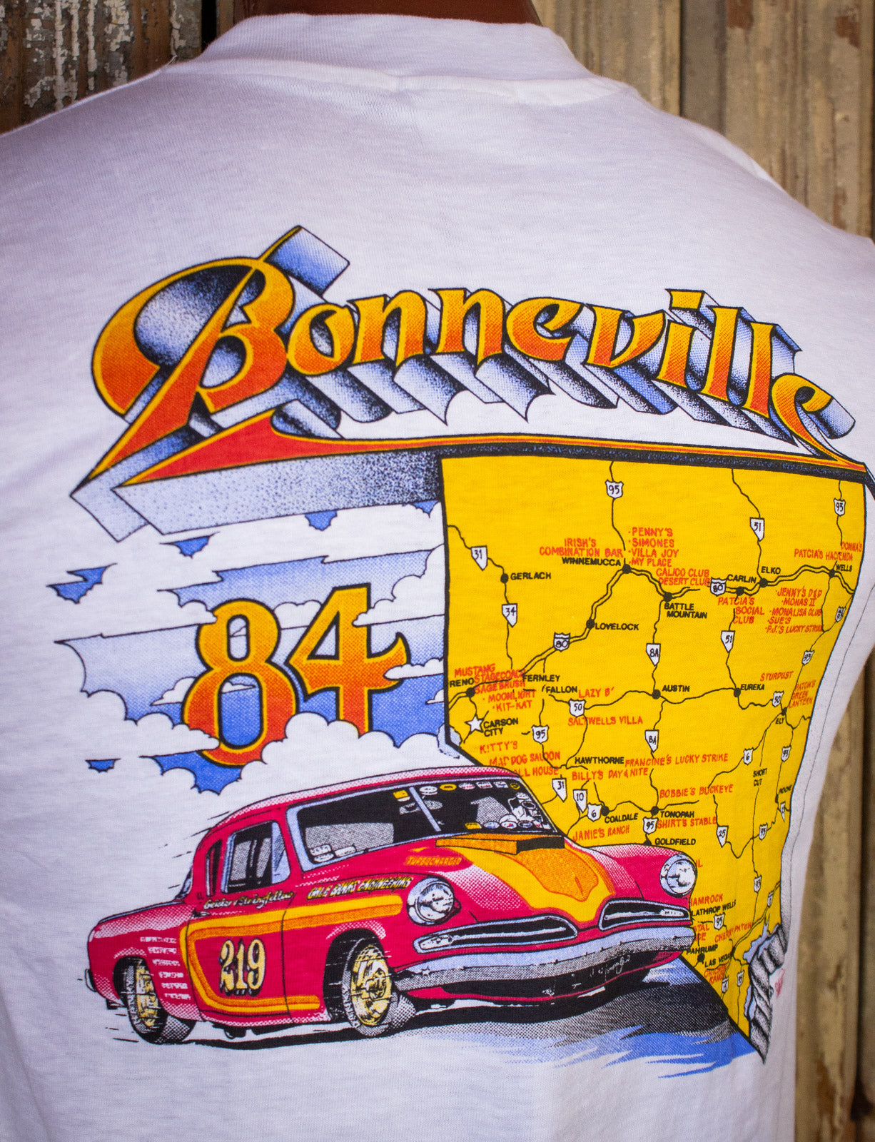 Vintage Bonneville Nationals Graphic T Shirt 1984 White S/M