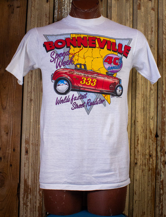 Vintage Bonneville Nationals Graphic T Shirt 1987 White Small