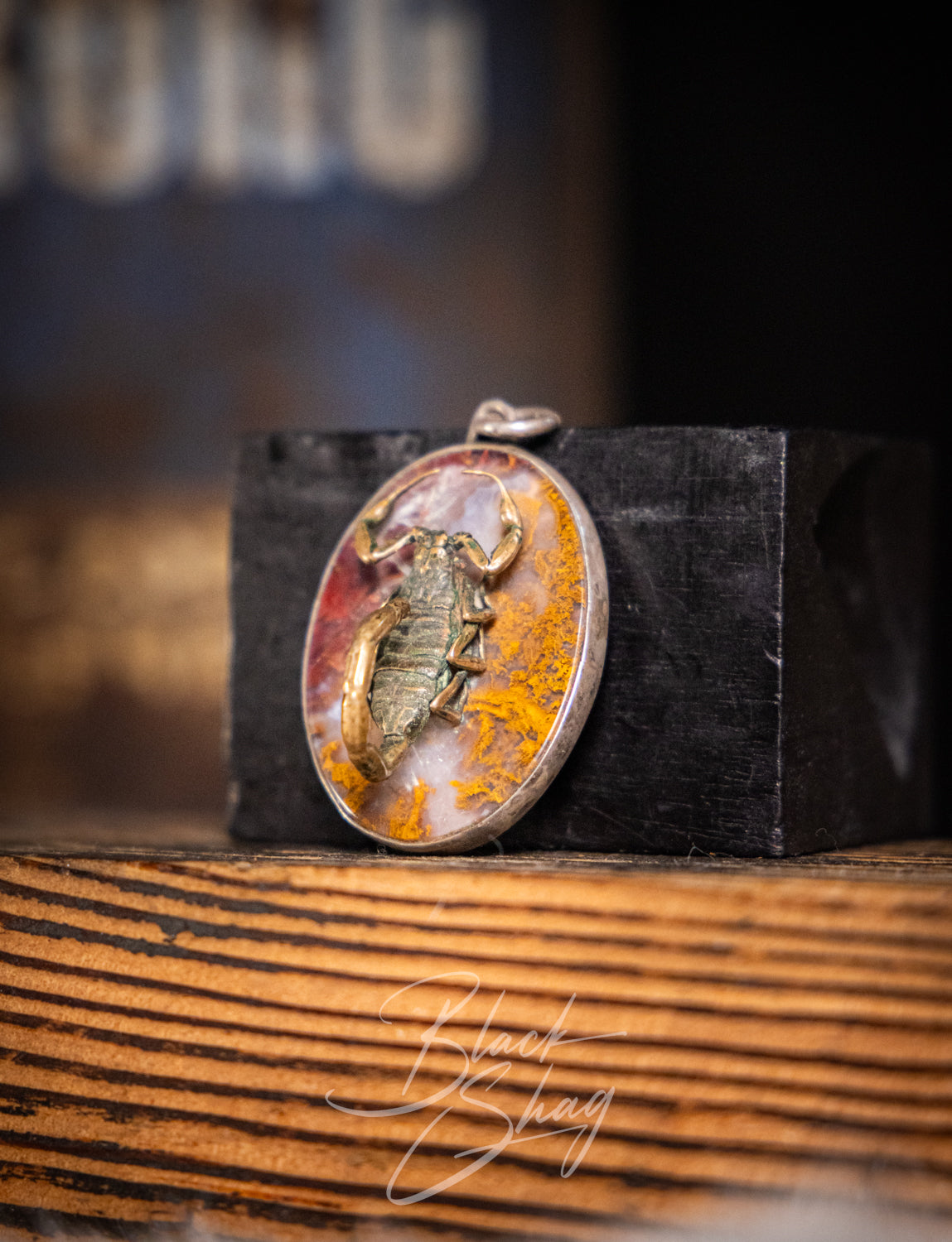 Vintage Sterling Silver Brass Scorpion Pendant 1976