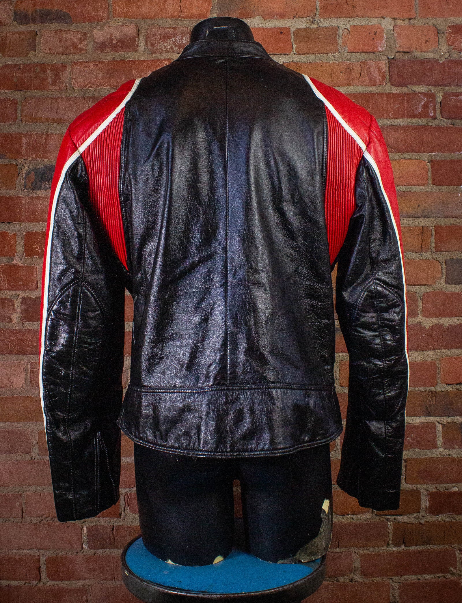 Vintage Bristol Red and Black Moto Leather Jacket 80s Large