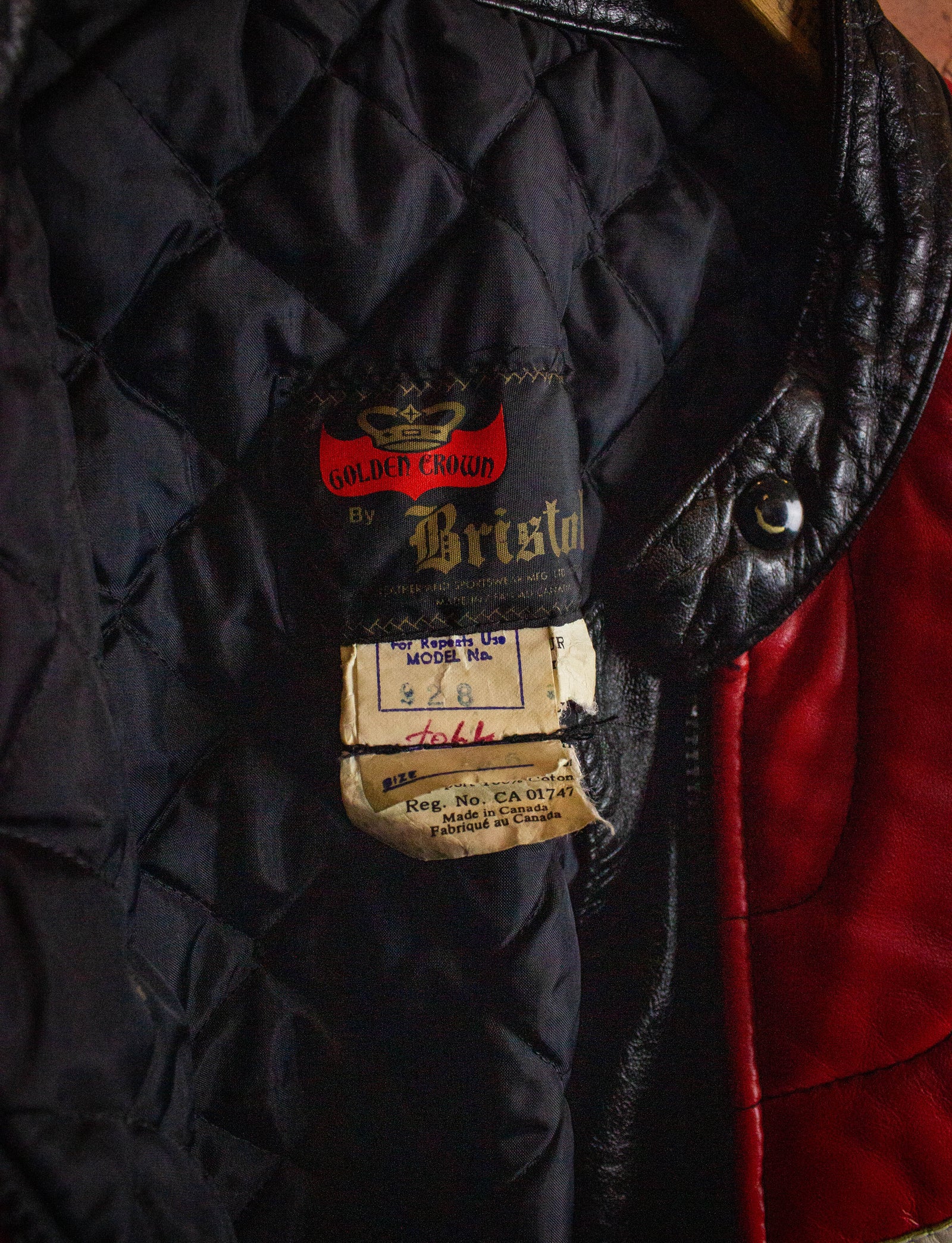 Vintage Bristol Red and Black Moto Leather Jacket 80s Large