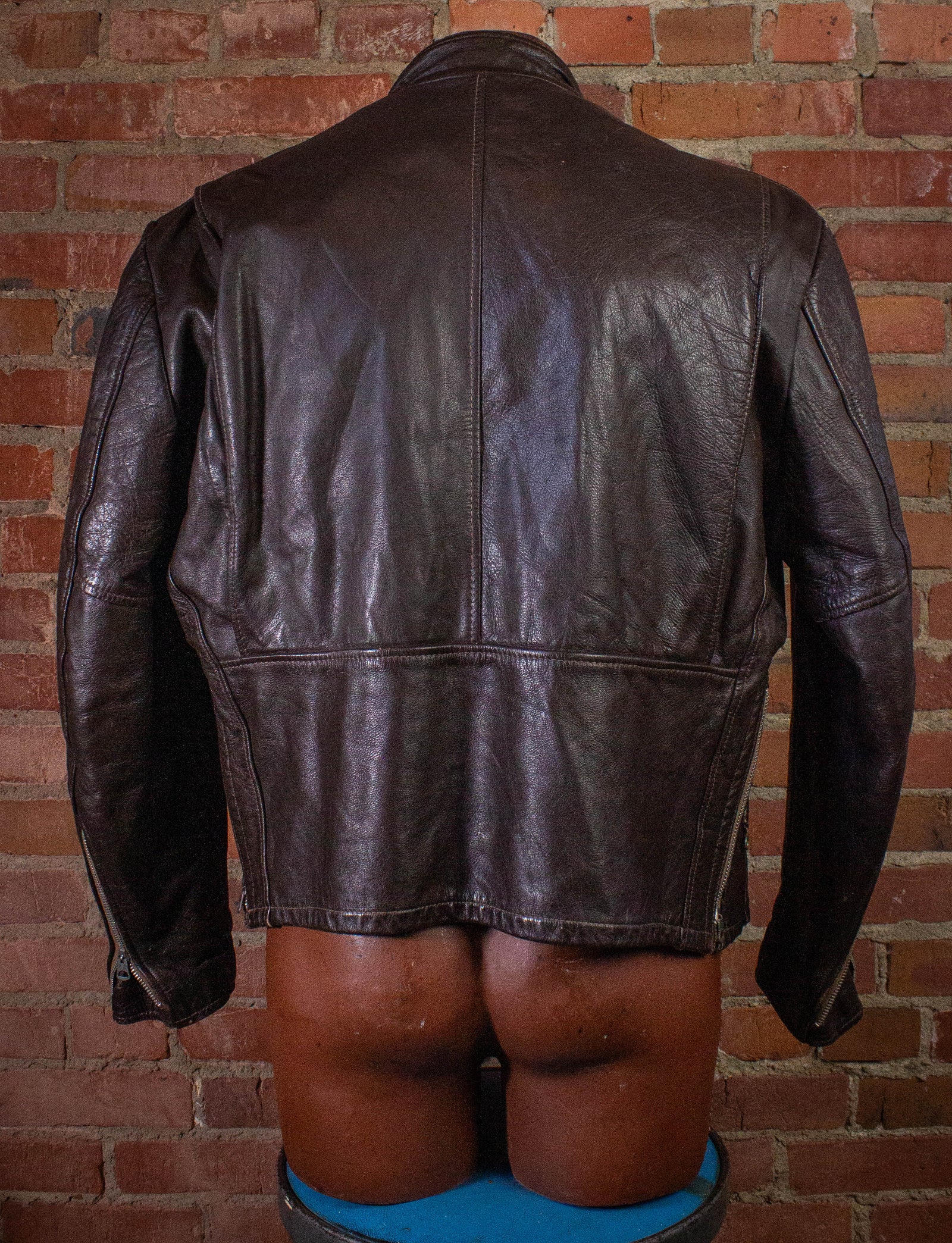 Vintage Brown Cafe Racer Leather Jacket with Removable Lining 70s XL