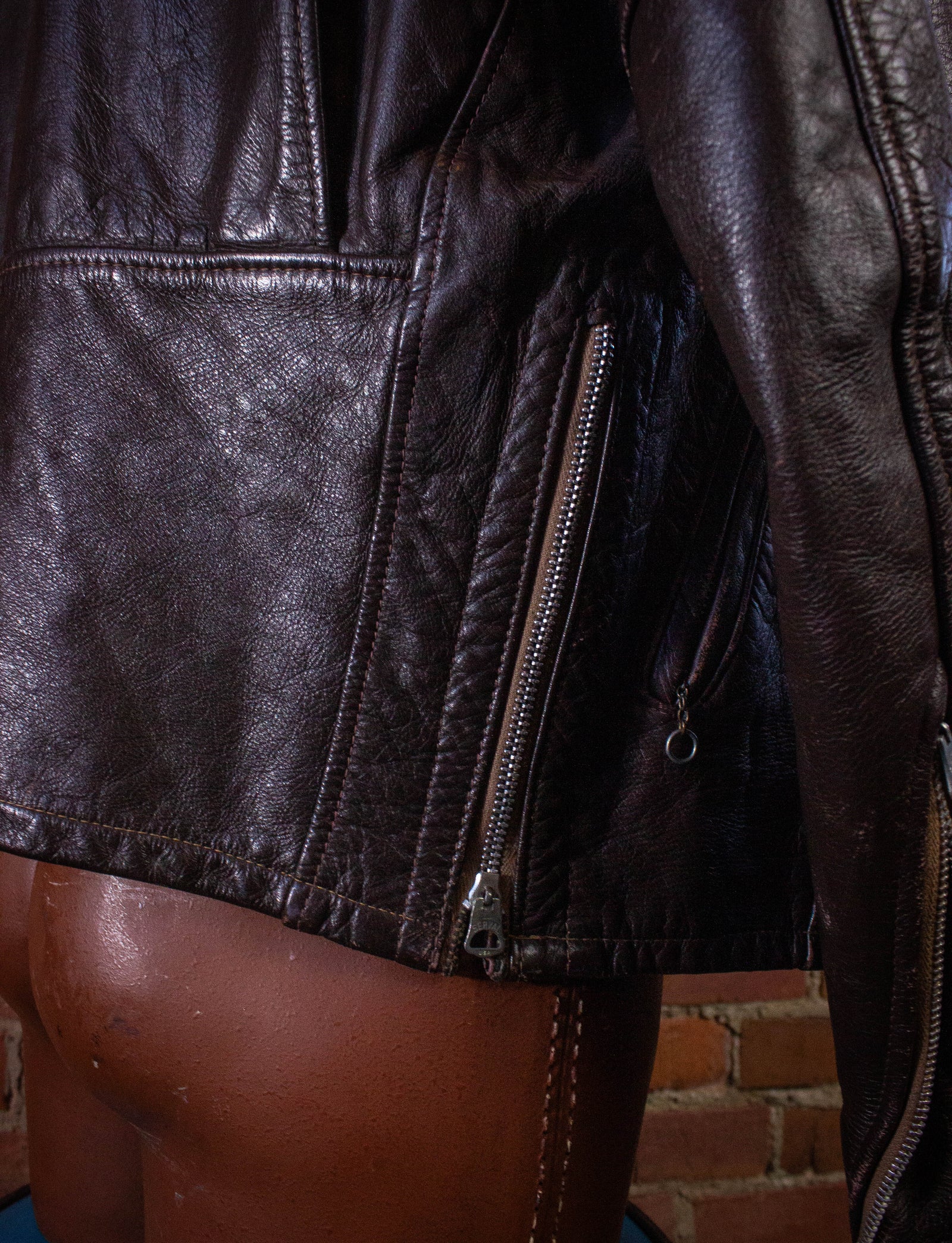 Vintage Brown Cafe Racer Leather Jacket with Removable Lining 70s XL