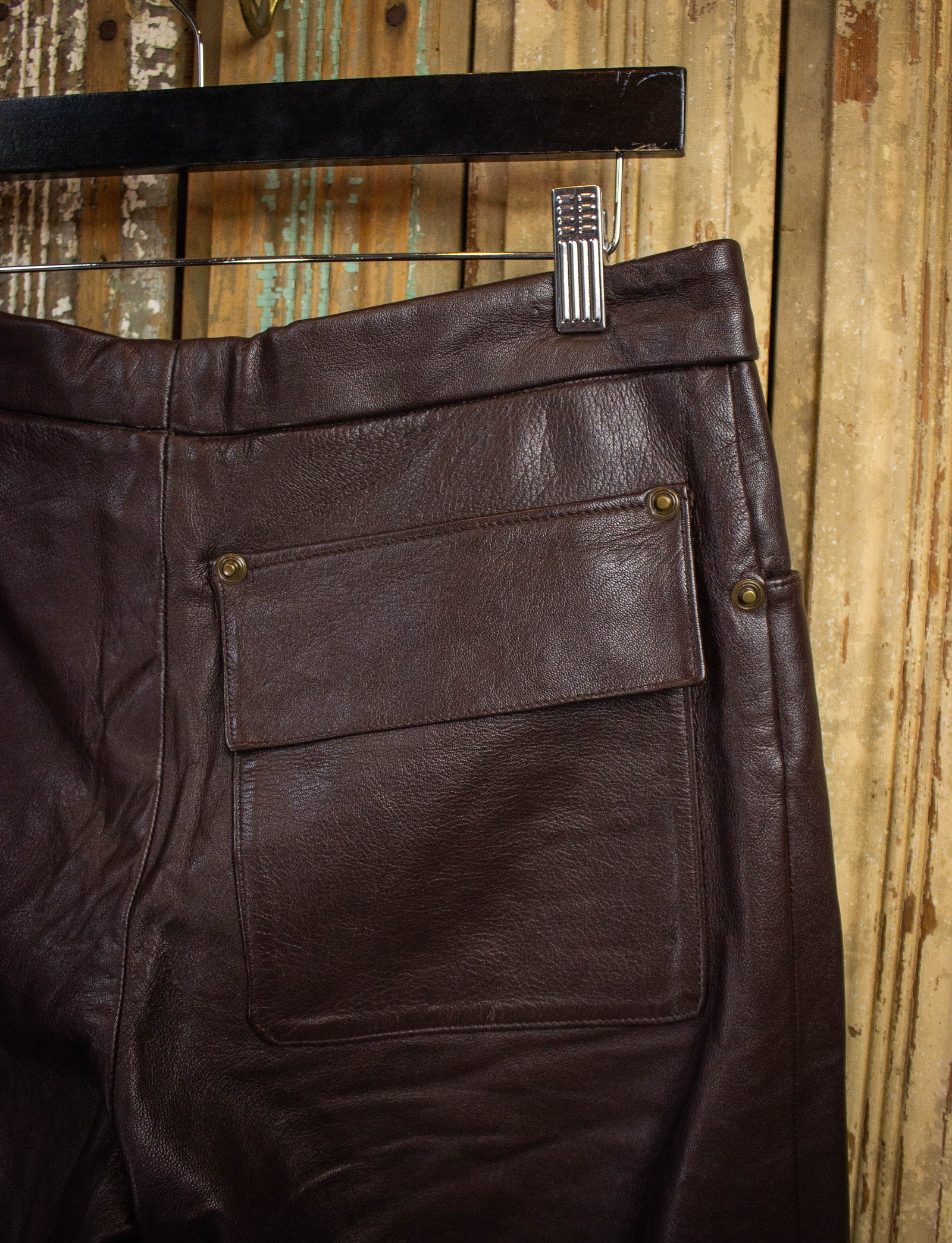 Vintage Brown Leather Shorts 30w