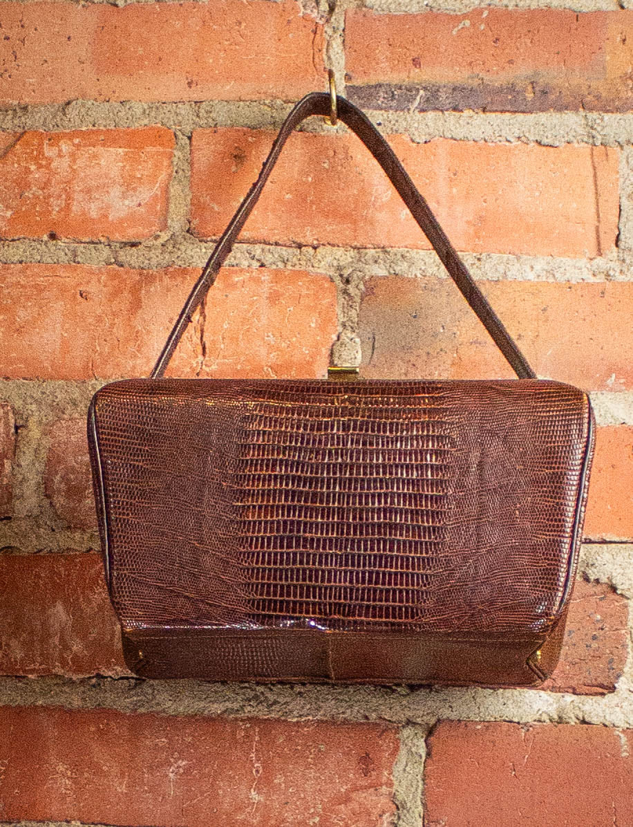 Vintage Brown Lizard Handbag Purse