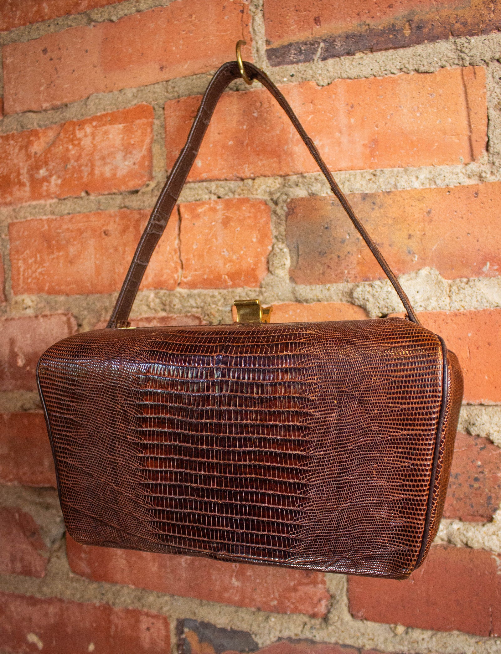 Vintage Brown Lizard Handbag PurseVintage Brown Lizard Handbag Purse