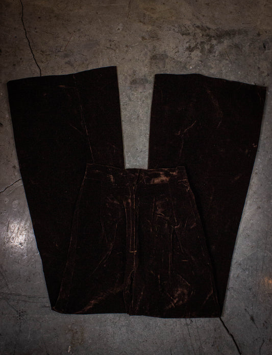 Vintage Brown Velvet Bell Bottom Pants 70s 22x30