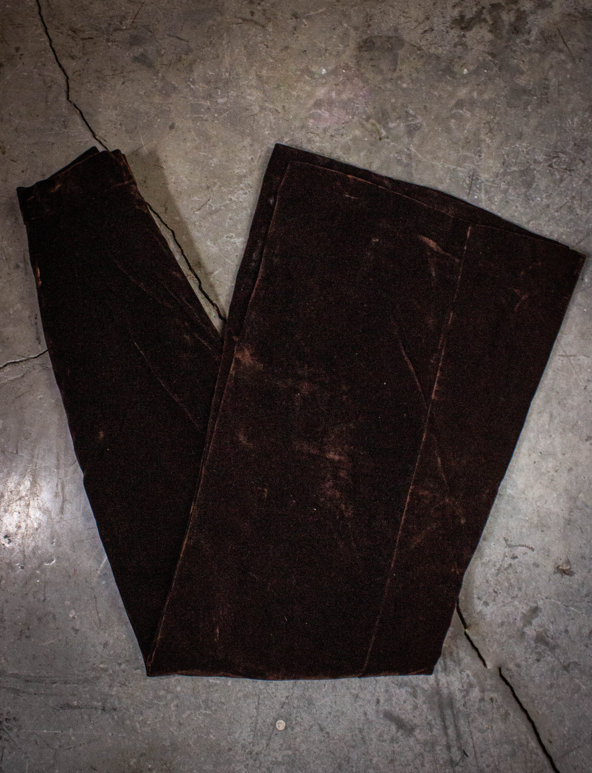 Vintage Brown Velvet Bell Bottom Pants 70s 22x30