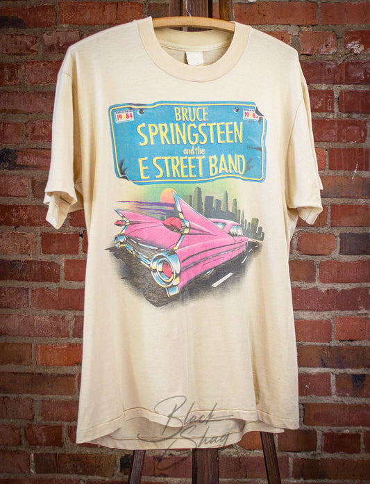 Vintage Bruce Springsteen Pink Cadillac Born in the USA Concert T Shirt 1984/85 White Large