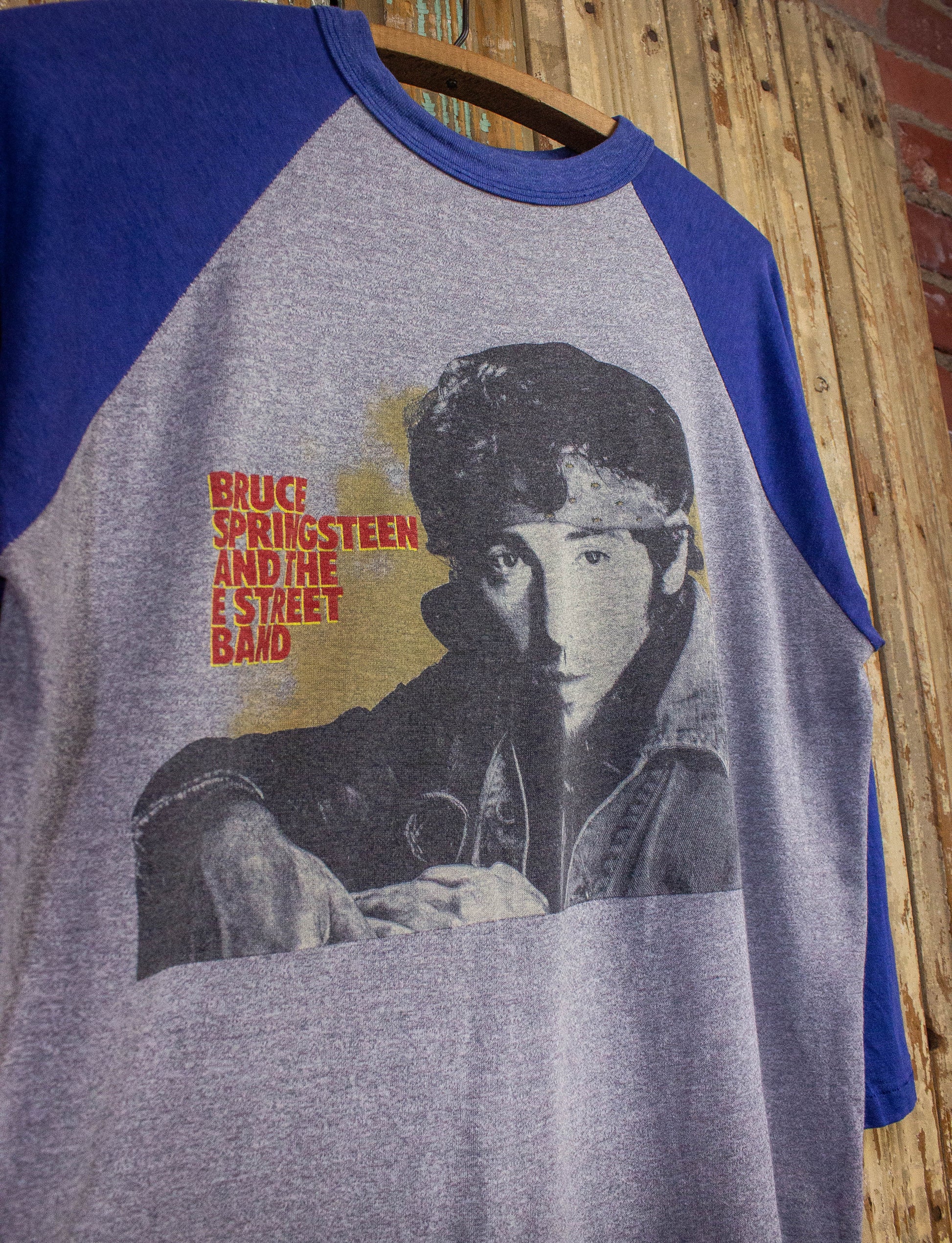 Vintage Bruce Springsteen World Tour Raglan Concert T Shirt 1984-85 Gray/Blue Large