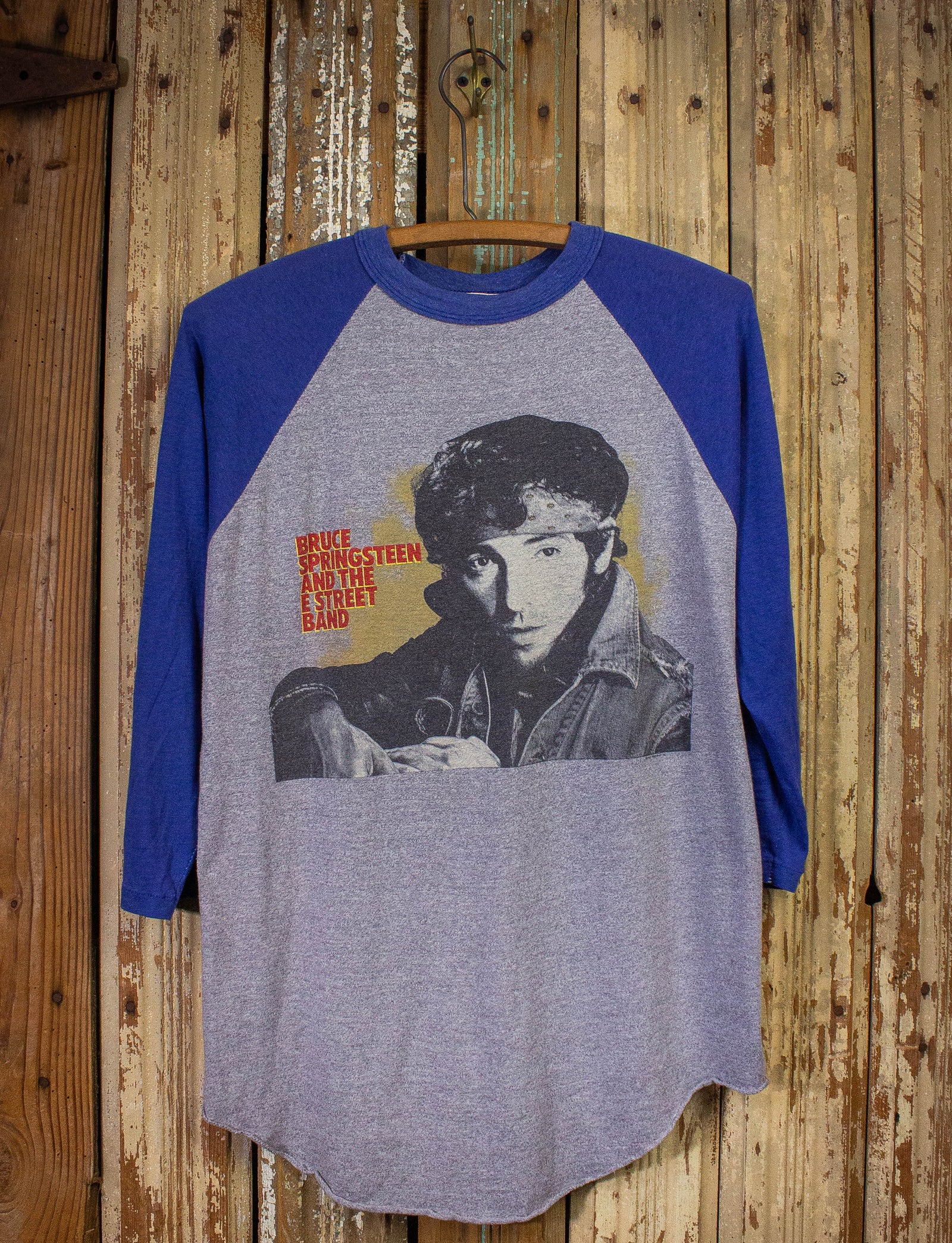 Vintage Bruce Springsteen World Tour Raglan Concert T Shirt 1984-85 Gray/Blue Large