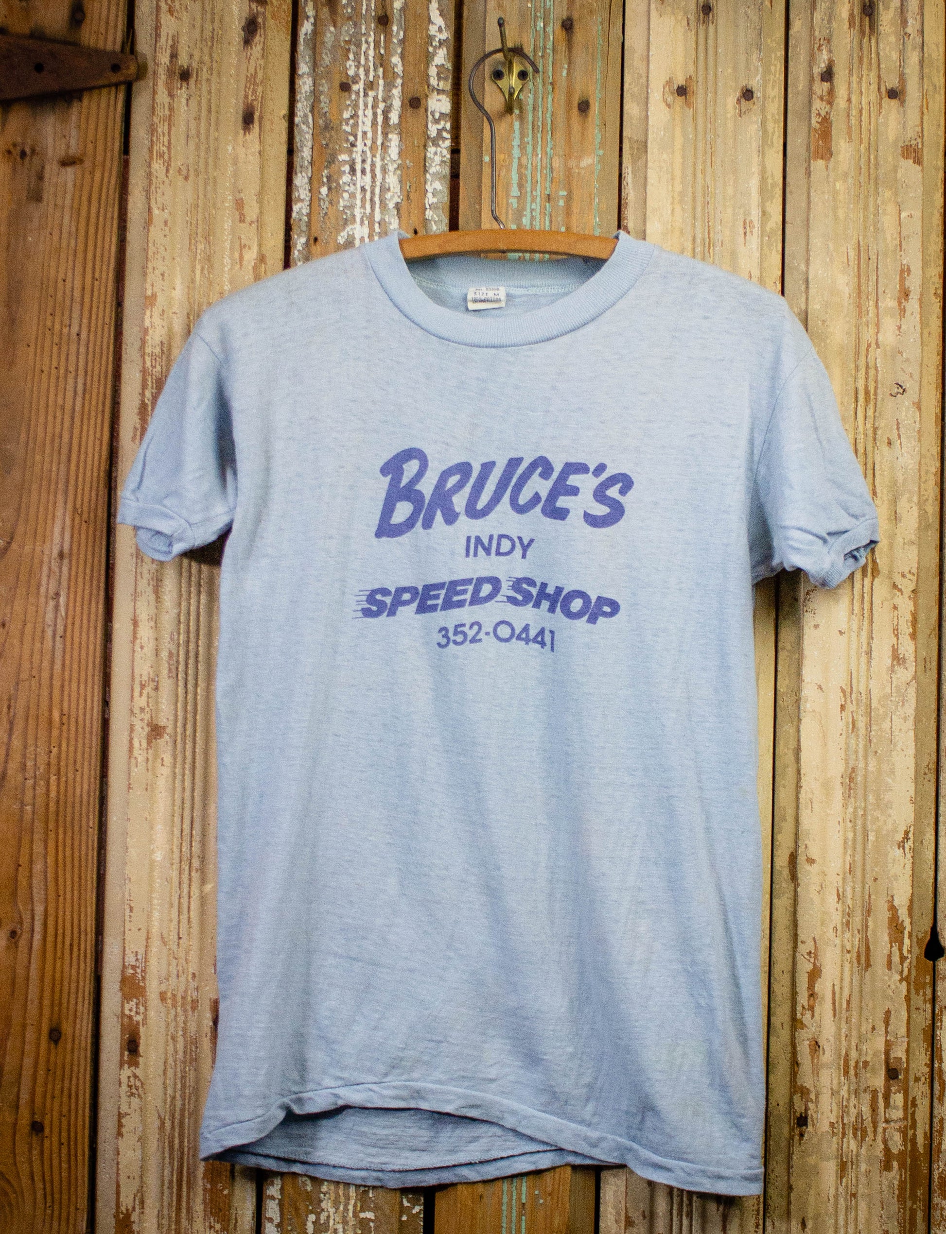 Vintage Bruce's Speed Shop Graphic T Shirt 1979 Blue Small