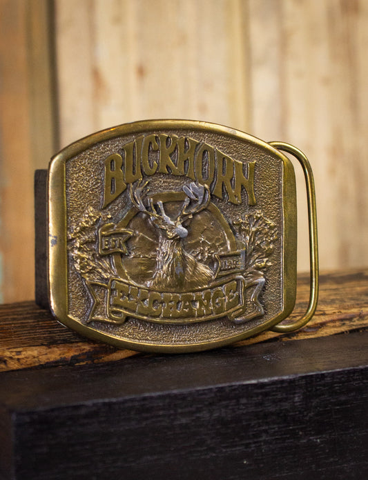 Vintage Buckhorn Exchange Brass Belt Buckle
