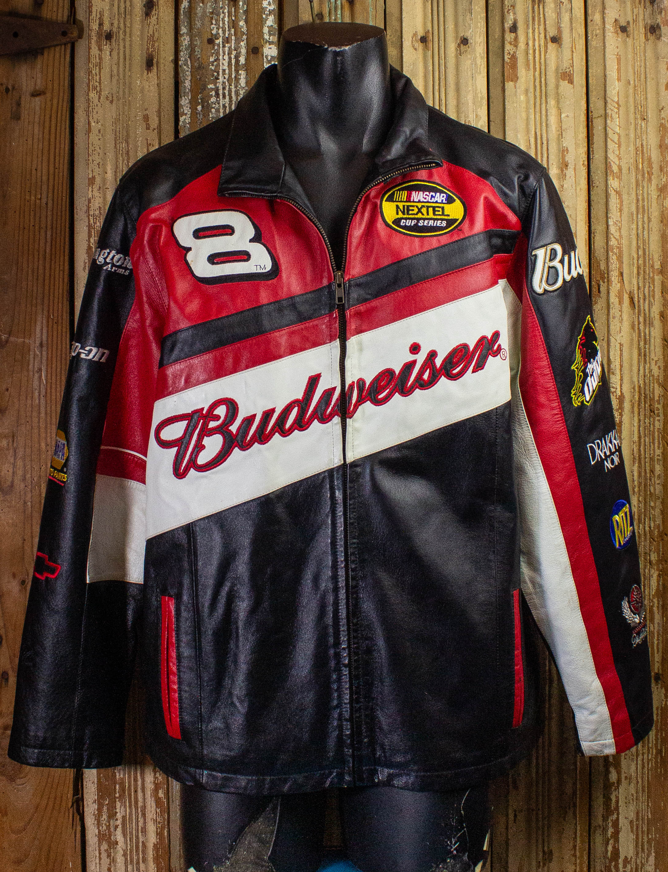 Vintage Budweiser Dale Earnhardt Jr Nascar Leather Jacket 2000s