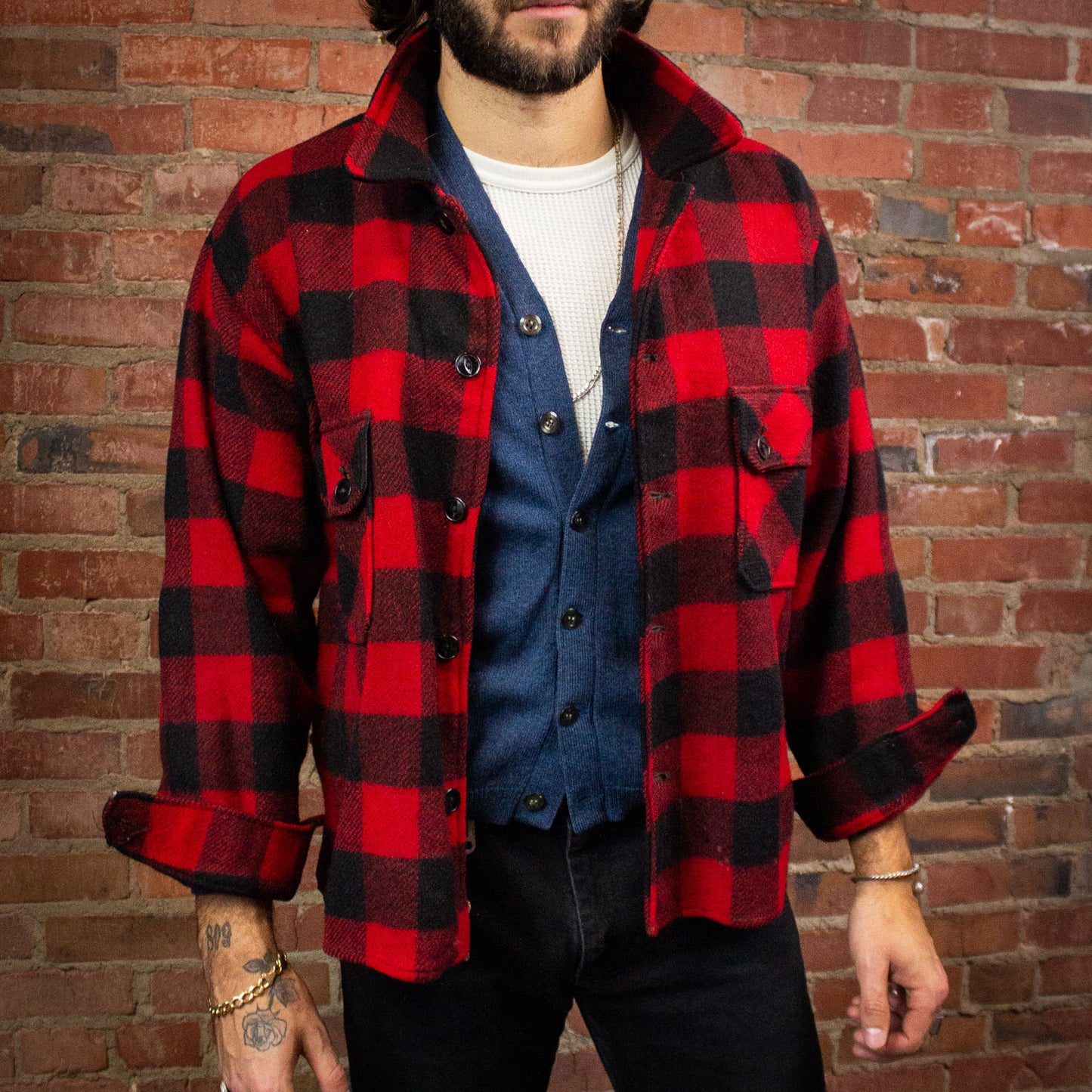 Vintage Buffalo Plaid Flannel Shirt Red/Black XL